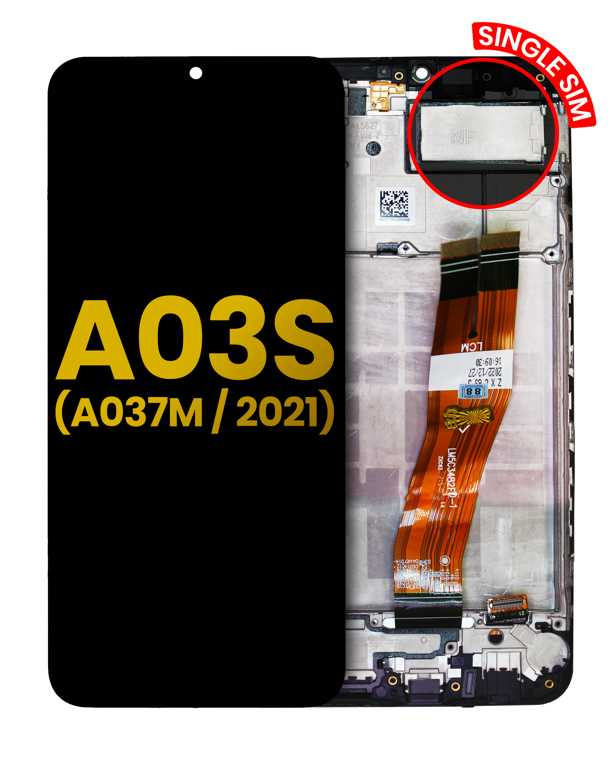 Lcd Assembly With Frame Compatible For Samsung Galaxy A03S (A037F / A037G / 2021) (Single Sim) (Type C Frame) (Refurbished) (All Colors)