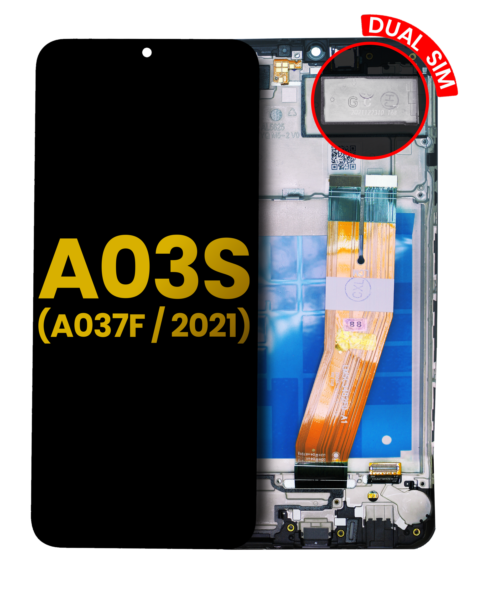 Lcd Assembly With Frame Compatible For Samsung Galaxy A03S (A037F / 2021) (Dual Sim) (Micro Usb Frame) (Refurbished) (All Color)