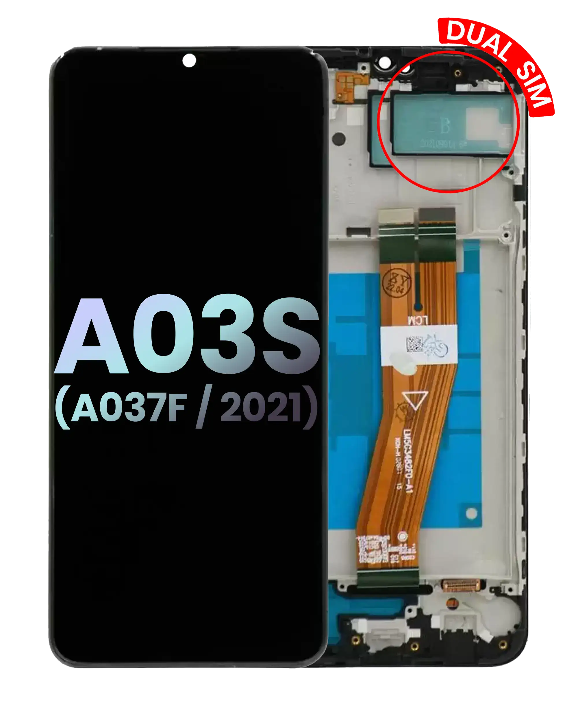 Lcd Assembly With Frame Compatible For Samsung Galaxy A03S (A037F / 2021) (Dual Sim) (Type C Frame) (Service Pack) (All Colors)