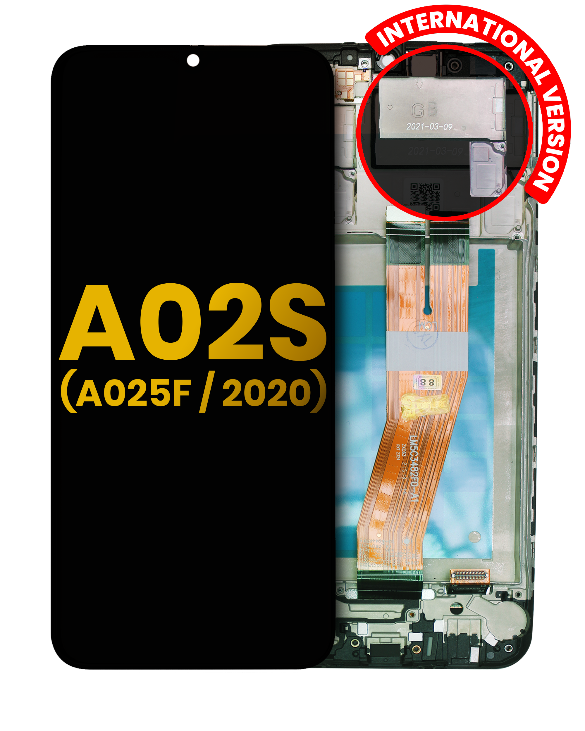Lcd Assembly With Frame Compatible For Samsung Galaxy A02S (A025F / 2020) (International Version) (Refurbished) (All Colors)