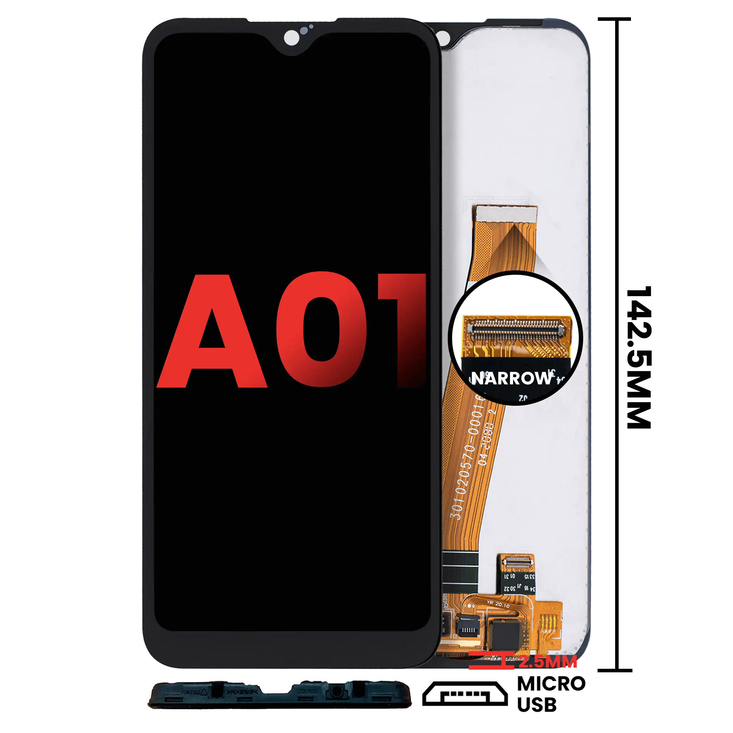 Lcd Assembly Without Frame Compatible For Samsung Galaxy A01 4G (A015 / 2020) (Global Model) (Micro Usb Frame) (Aftermarket Plus) (All Colors)