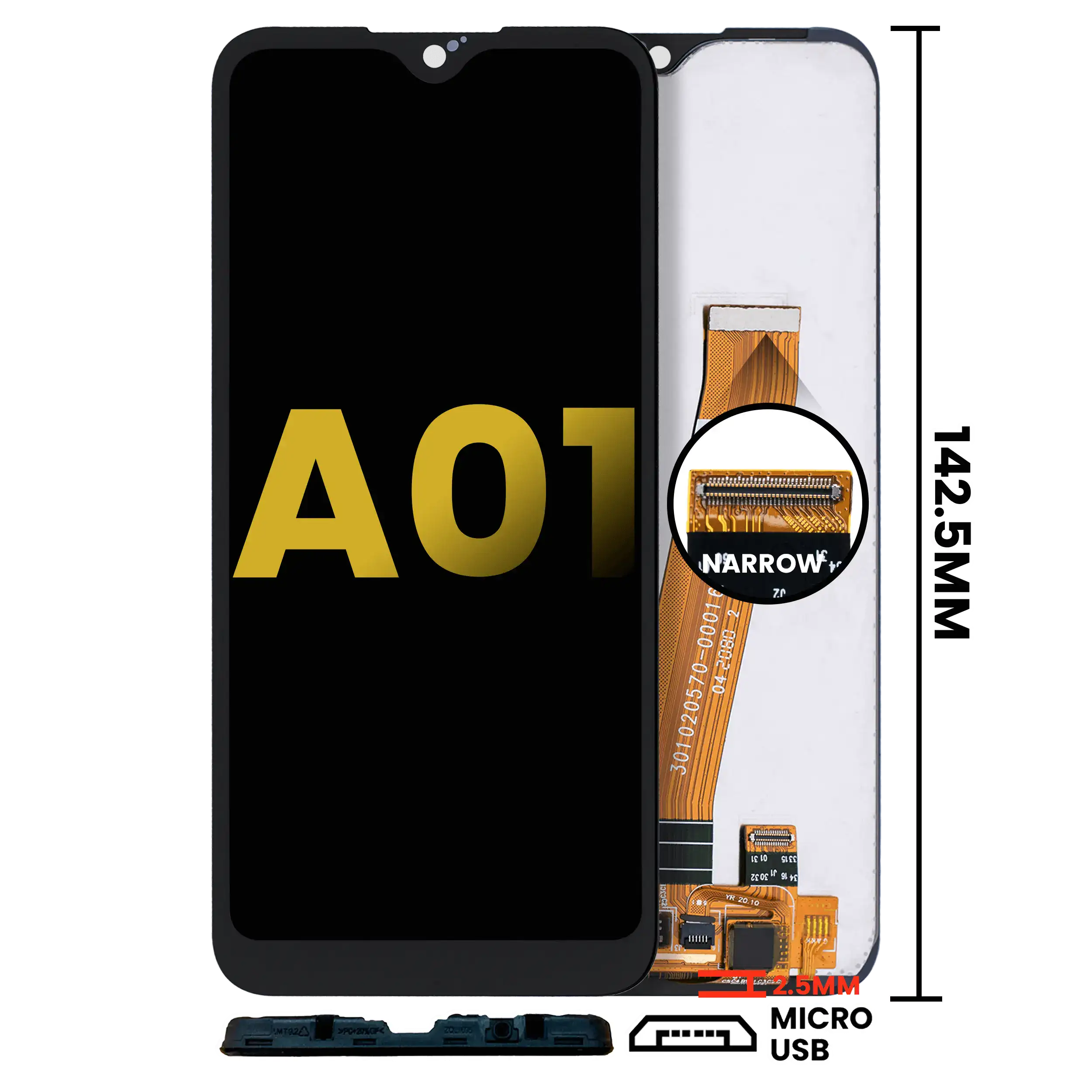 Lcd Assembly Without Frame Compatible For Samsung Galaxy A01 (Global Model) (Micro Usb Frame) (Refurbished) (All Colors)