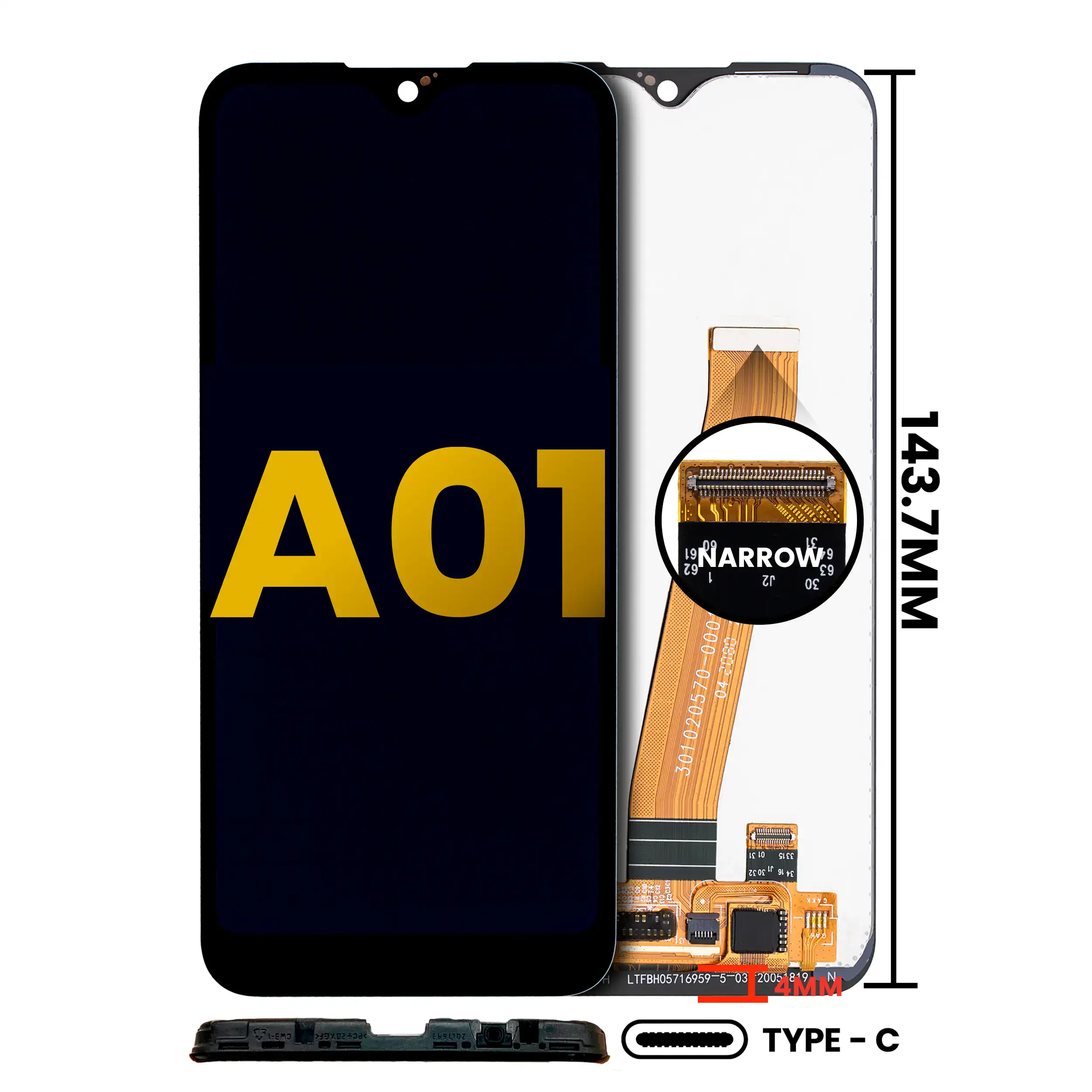 Lcd Assembly Without Frame Compatible For Samsung Galaxy A01 (Us Model) (Type-C Frame) (Refurbished) (All Colors)