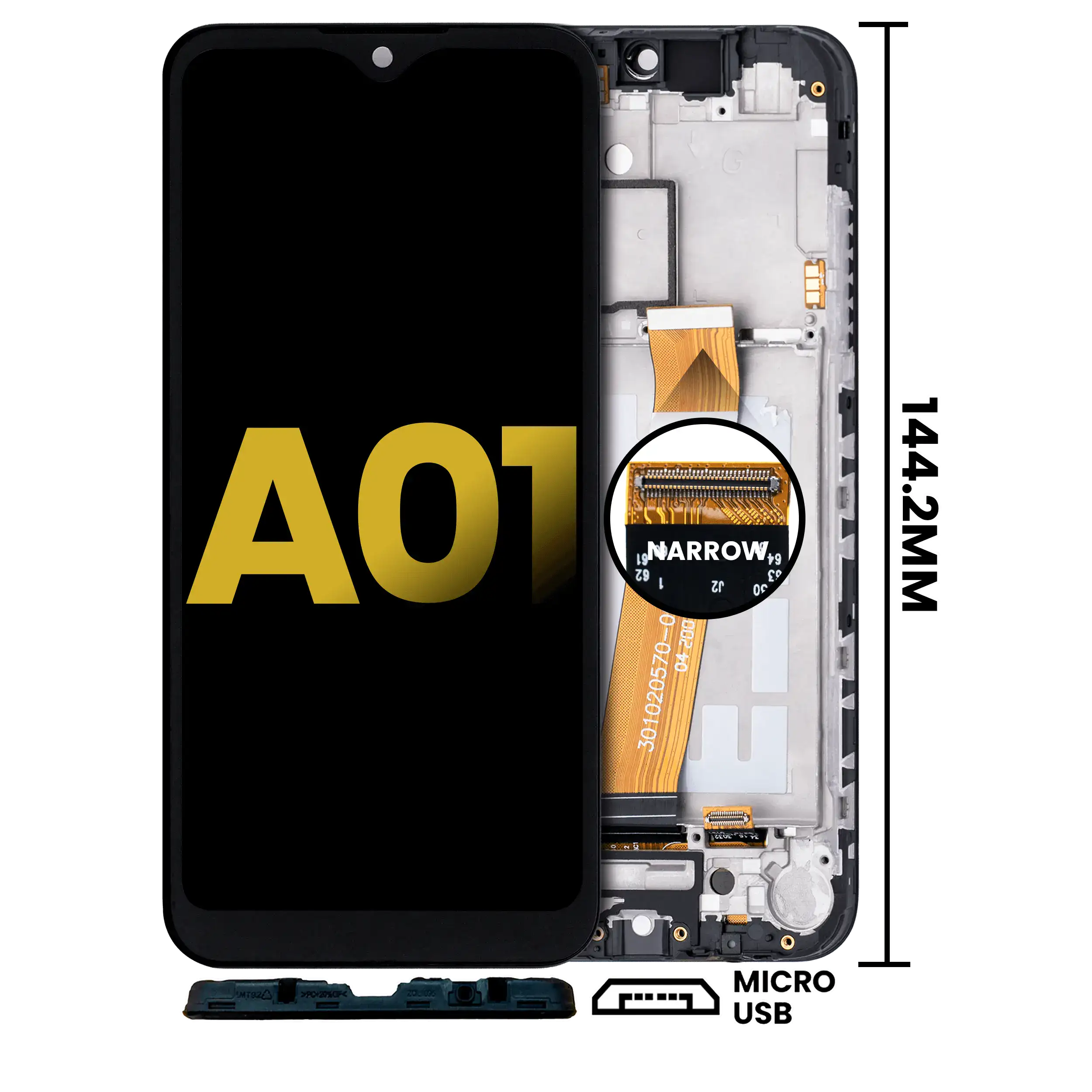 Lcd Assembly With Frame Compatible For Samsung Galaxy A01 (Global Model) (Micro Usb Frame) (Refurbished) (All Colors)