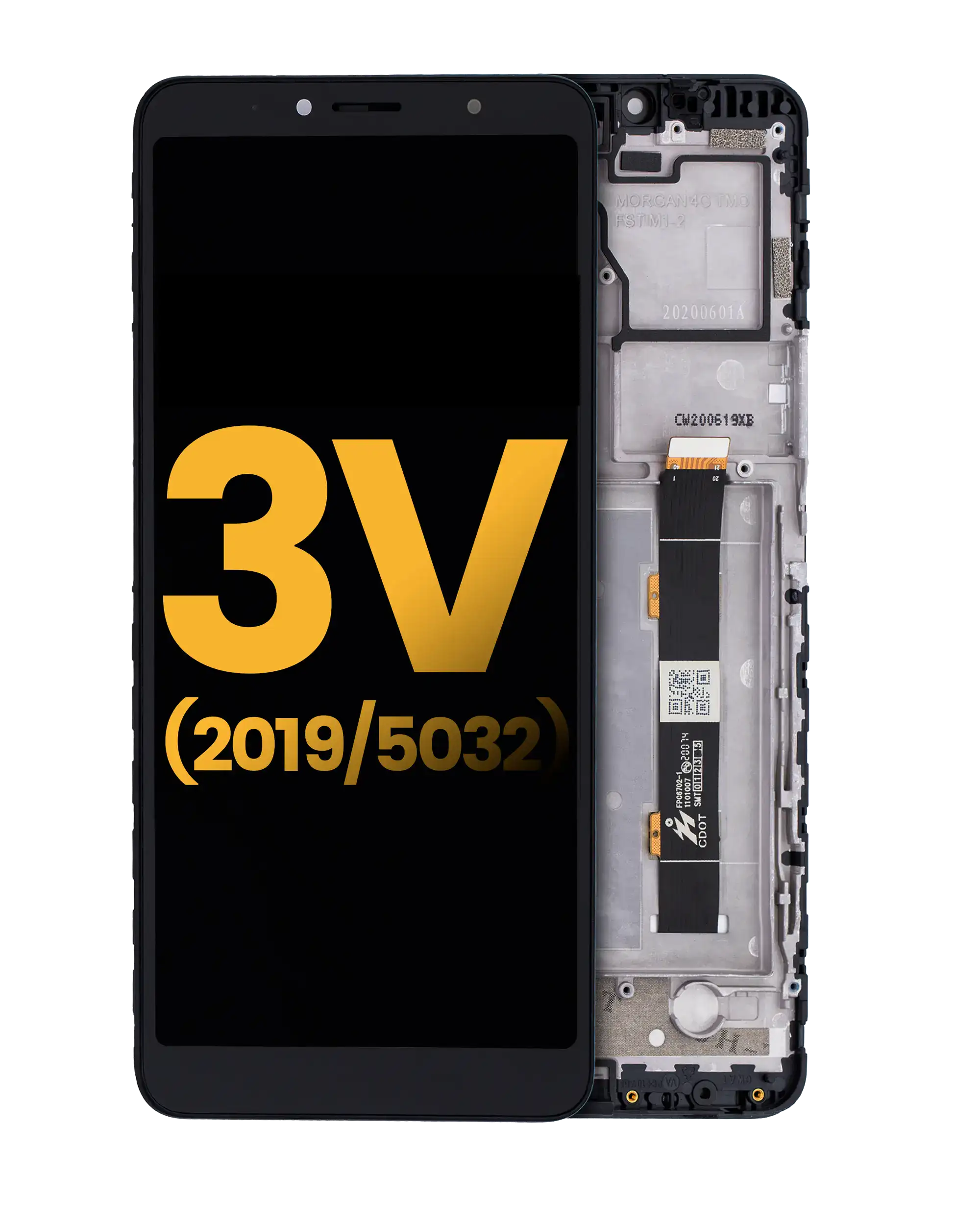 Lcd Assembly With Frame Compatible For Alcatel 3V (5032 / 2019) (Refurbished) (Elegant Black)
