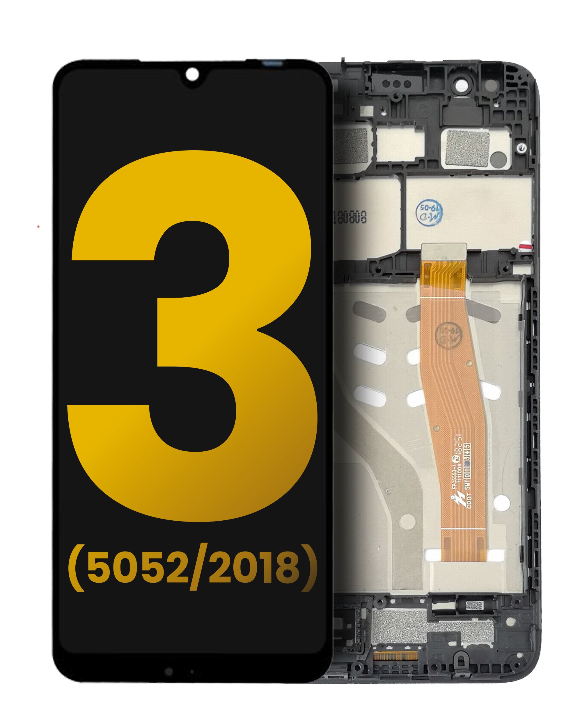 Lcd Assembly With Frame Compatible For Alcatel 3 (5052 / 2018) (Refurbished) (Black)