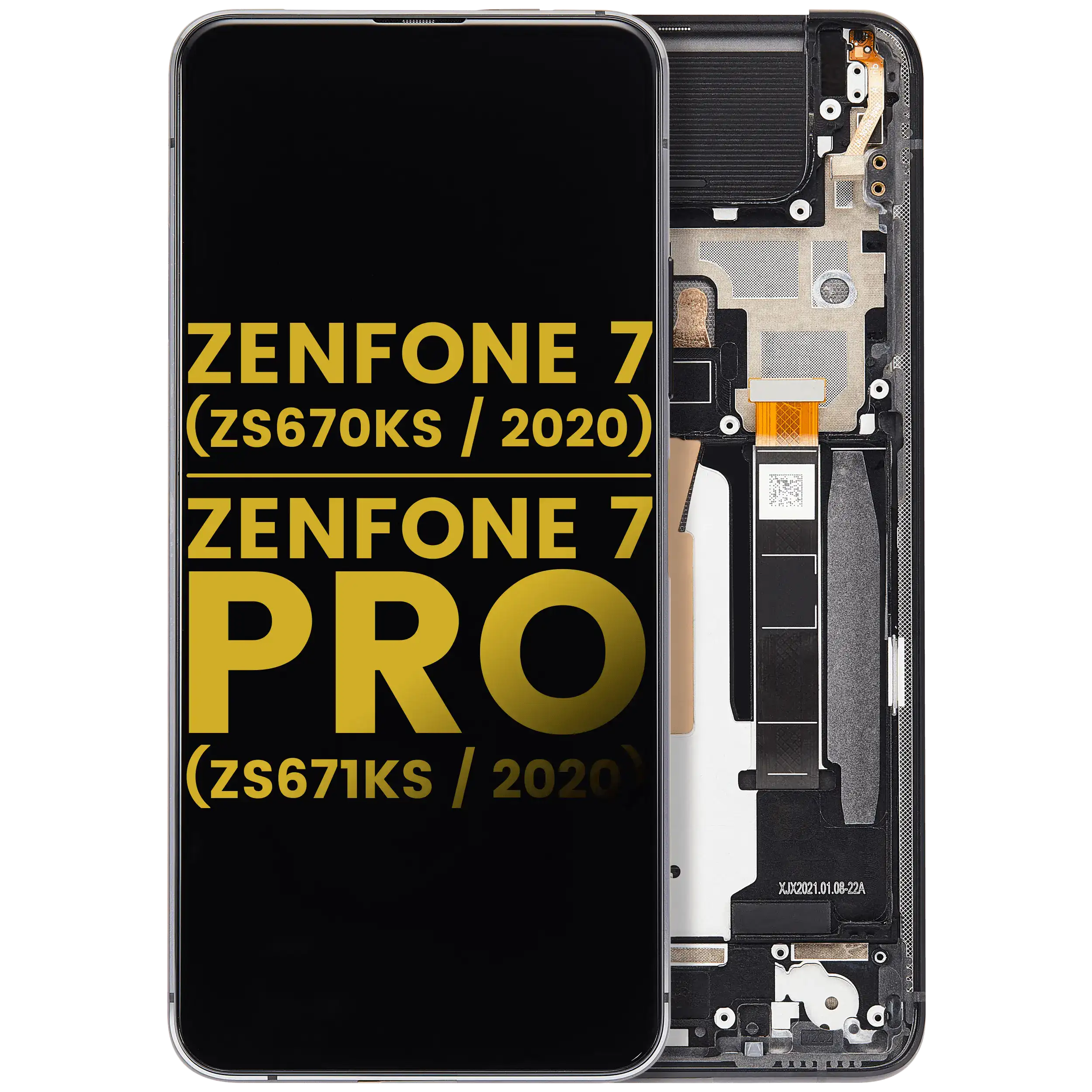 Oled Assembly Without Frame Compatible For Asus Zenfone 7 (Zs670Ks / 2020) / Zenfone 7 Pro (Zs671Ks / 2020) (Refurbished) (Black)