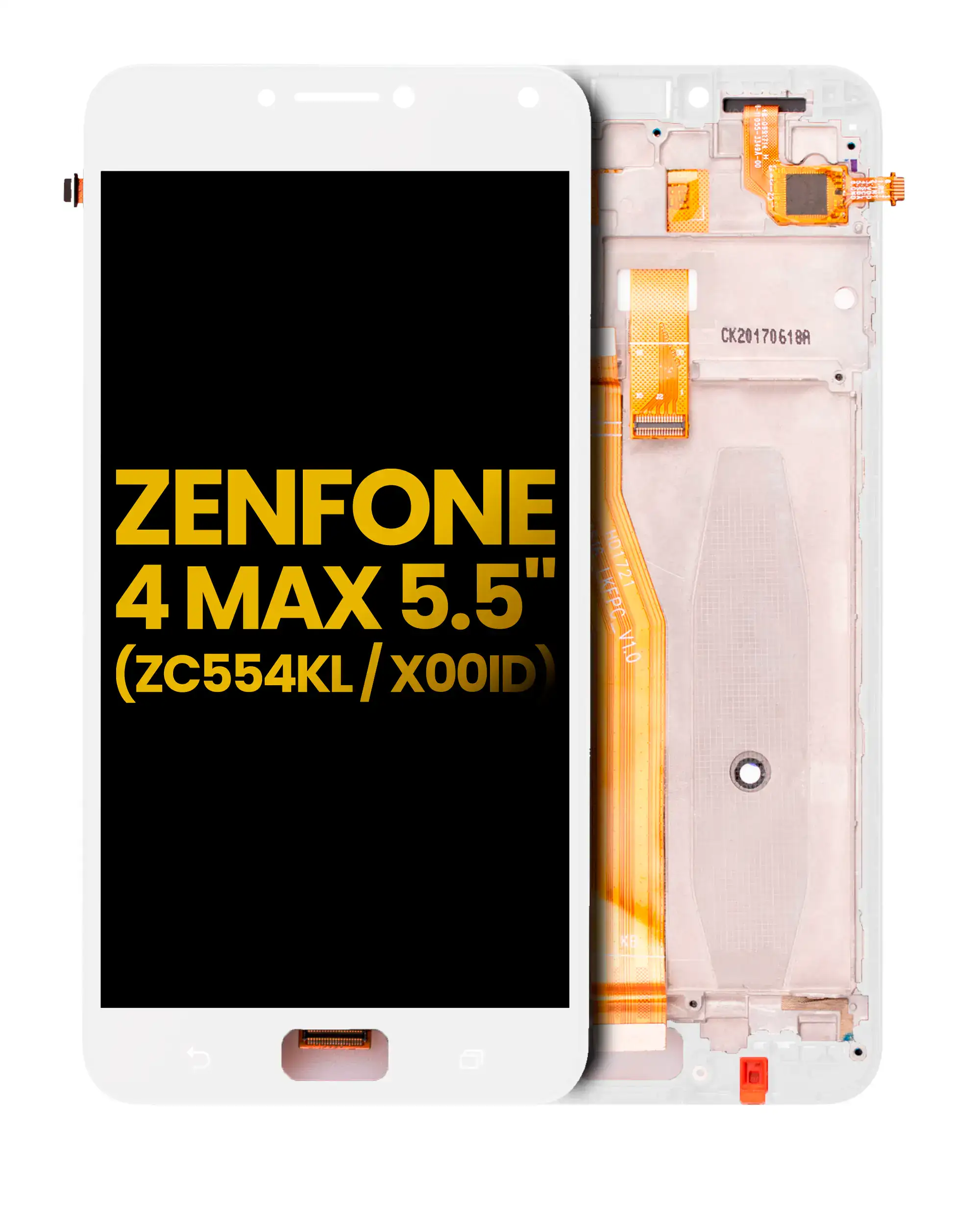 Lcd Assembly With Frame Compatible For Asus Zenfone 4 Max Pro / Zenfone 4 Max Plus (Zc554Kl / 2017) (Refurbished) (White)