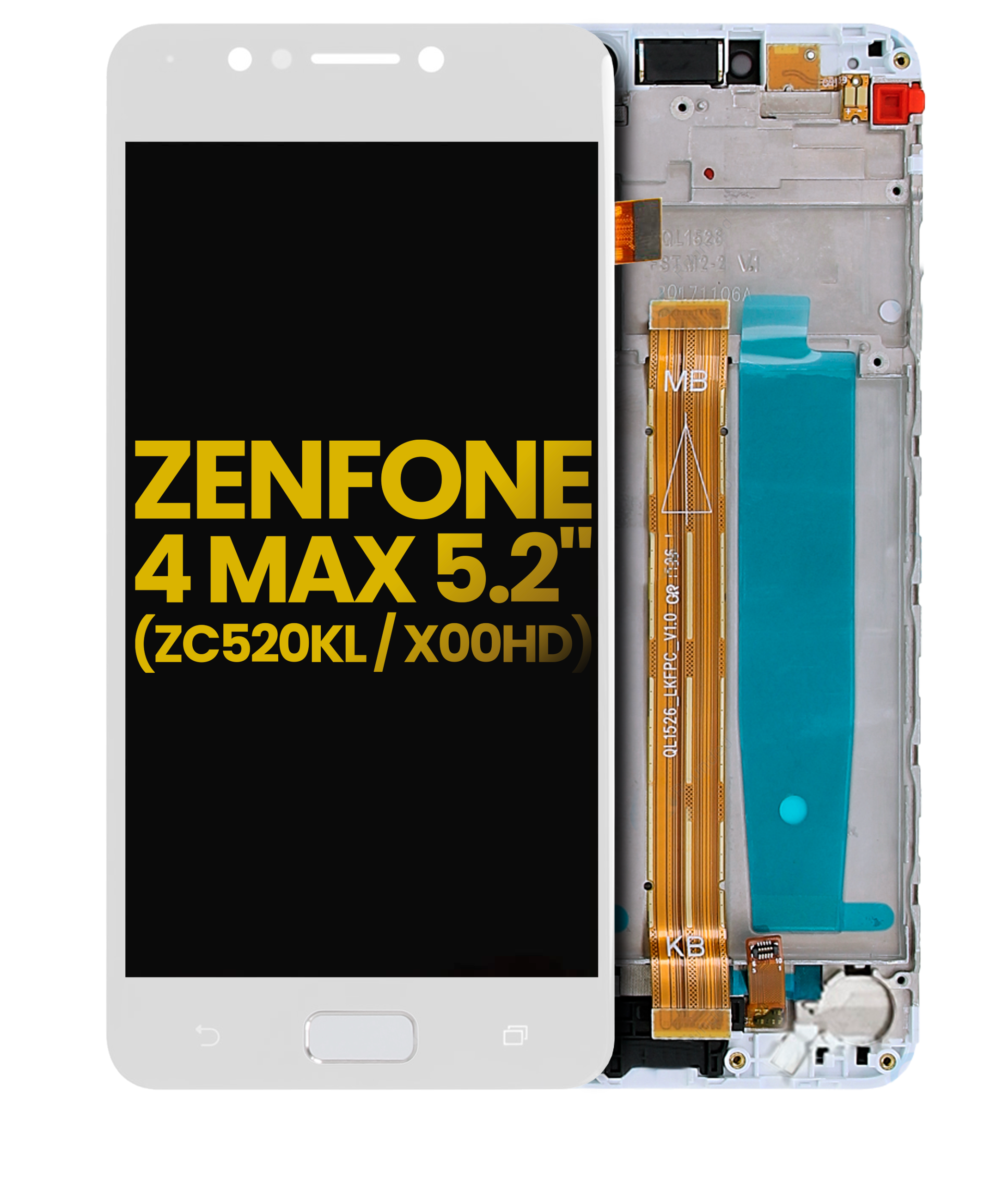 Lcd Assembly With Frame Compatible For Asus Zenfone 4 Max 5.2" (Zc520Kl / 2017) (Refurbished) (White)