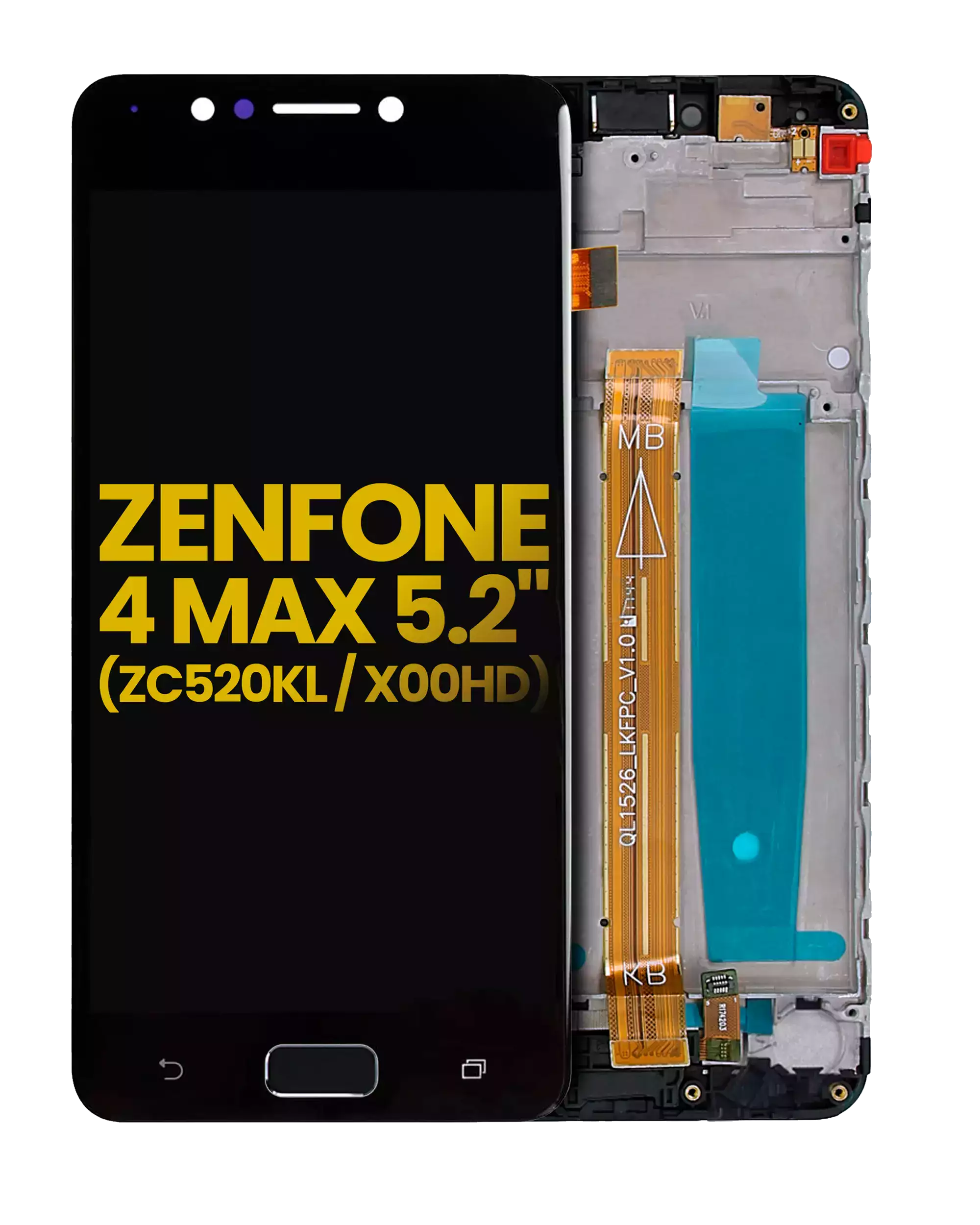 Lcd Assembly With Frame Compatible For Asus Zenfone 4 Max 5.2" (Zc520Kl / 2017) (Refurbished) (Black)