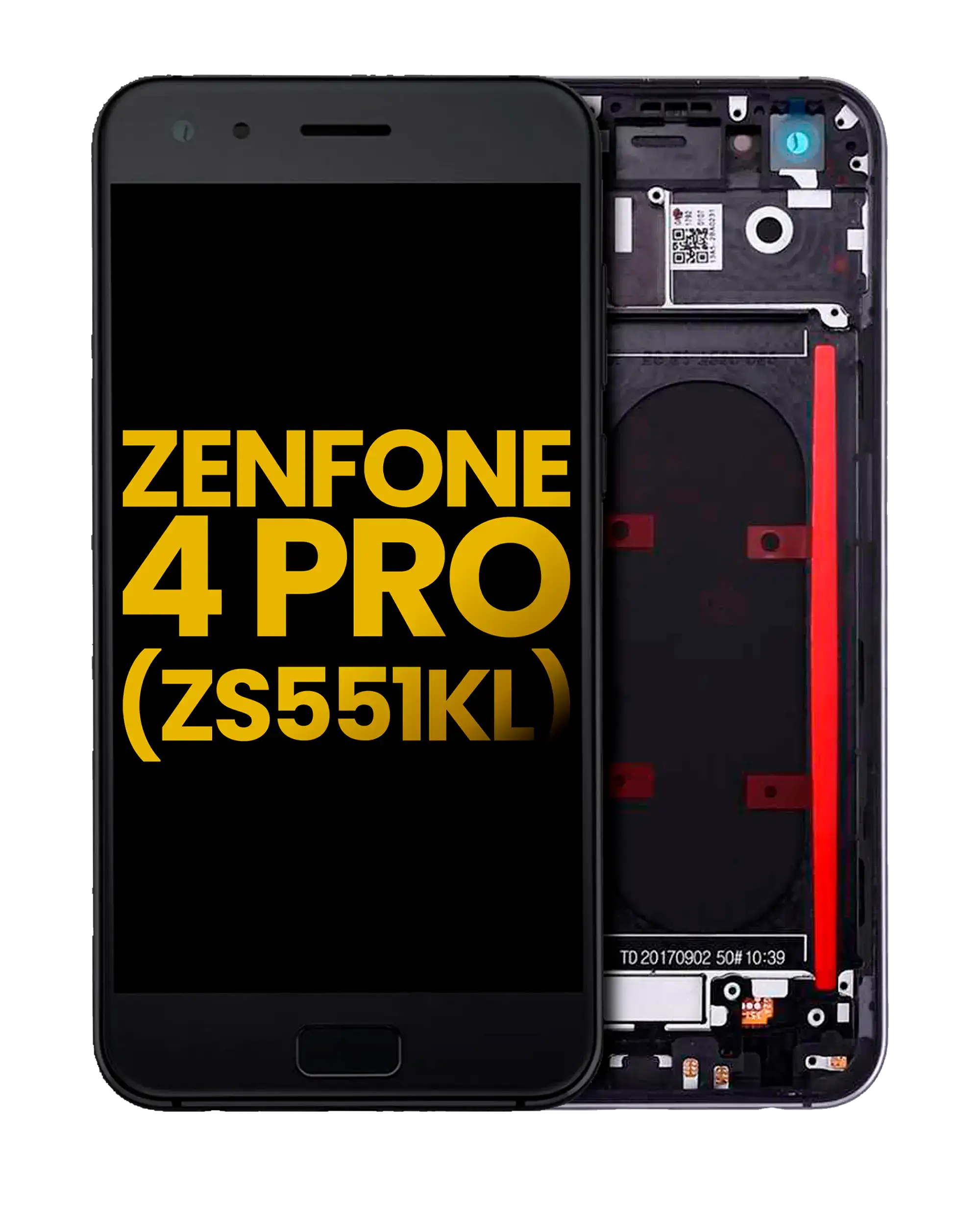 Lcd Assembly With Frame Compatible For Asus Zenfone 4 Pro (Zs551Kl / 2017) (Refurbished) (Black)