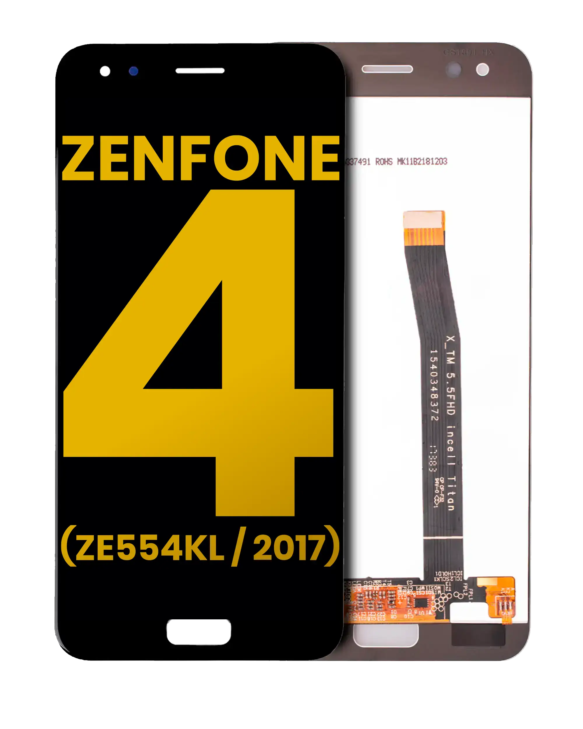 Lcd Assembly Without Frame Compatible For Asus Zenfone 4 (Ze554Kl / 2017) (Refurbished) (Black)