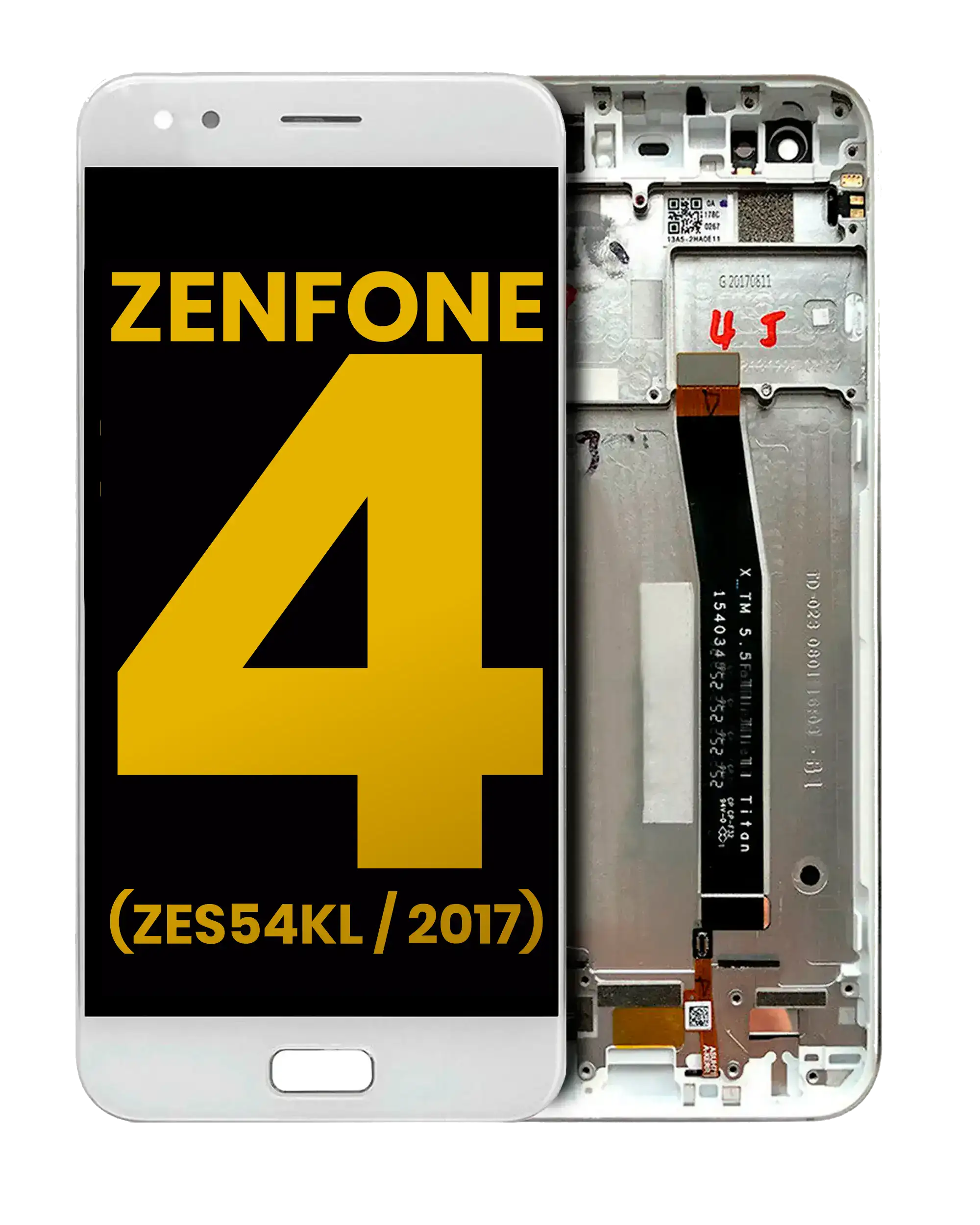 Lcd Assembly With Frame Compatible For Asus Zenfone 4 (Ze554Kl / 2017) (Refurbished) (White)