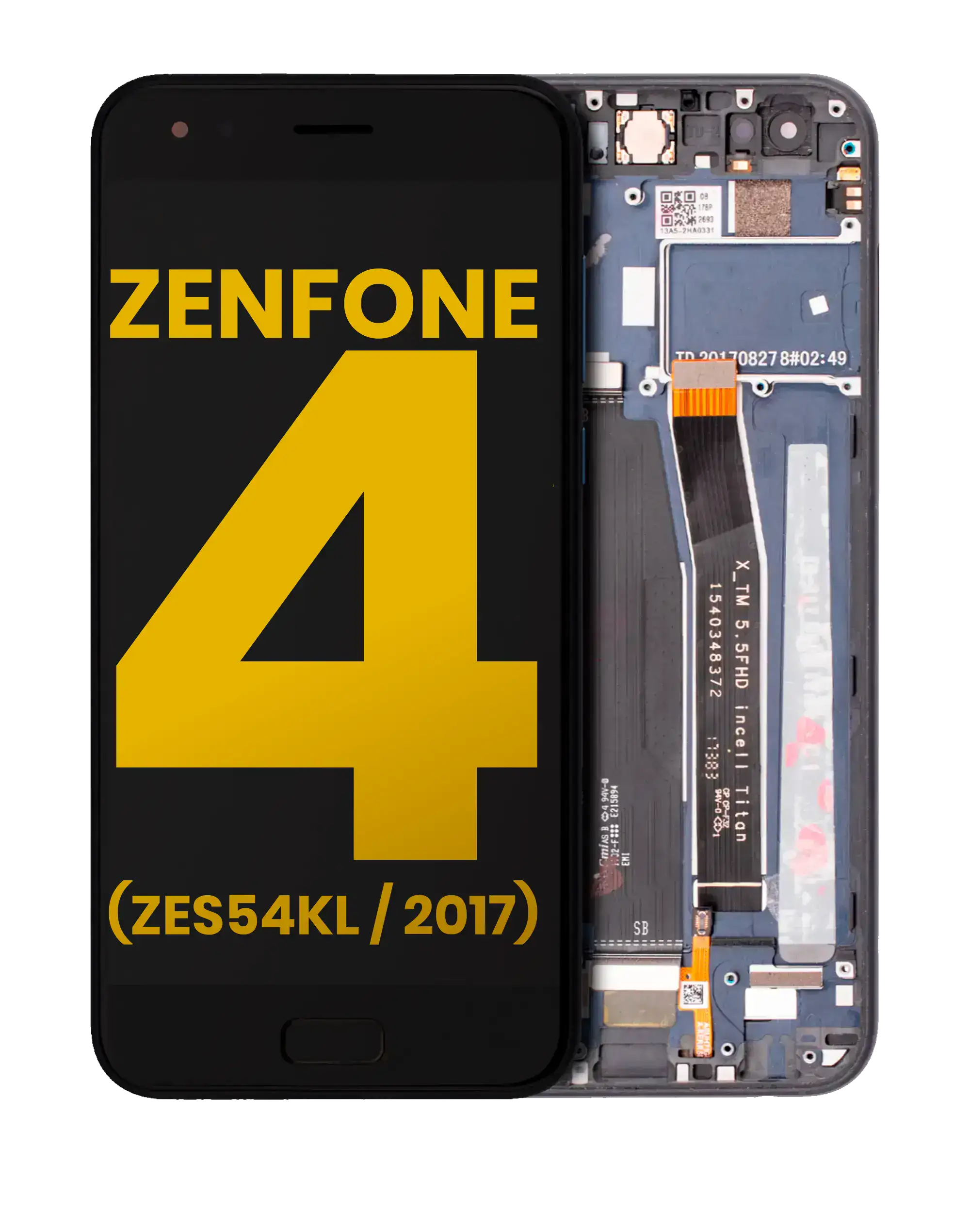 Lcd Assembly With Frame Compatible For Asus Zenfone 4 (Ze554Kl / 2017)  (Refurbished) (Black)