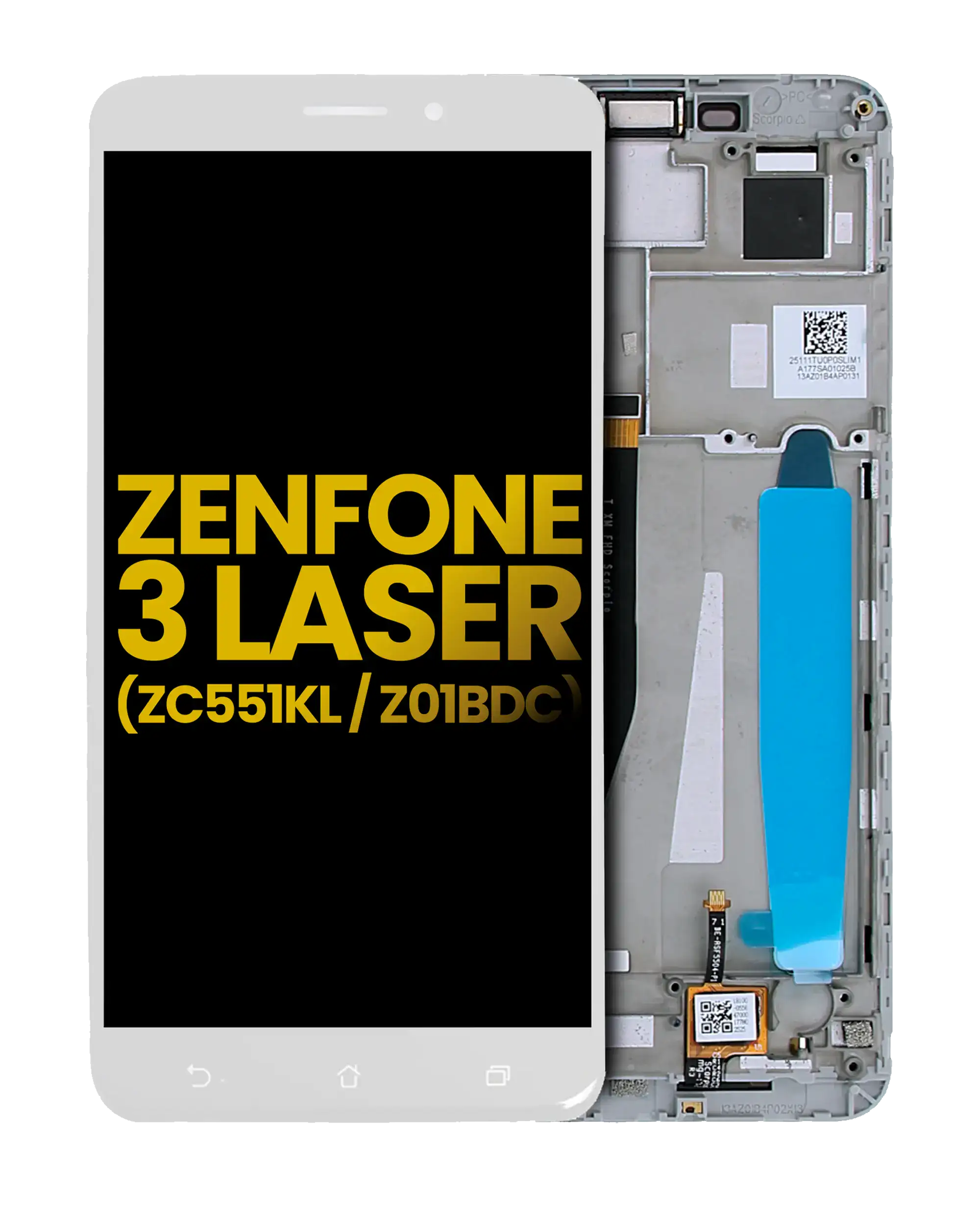 Lcd Assembly With Frame Compatible For Asus Zenfone 3 Laser (Zc551Kl / 2016) (Refurbished) (White)