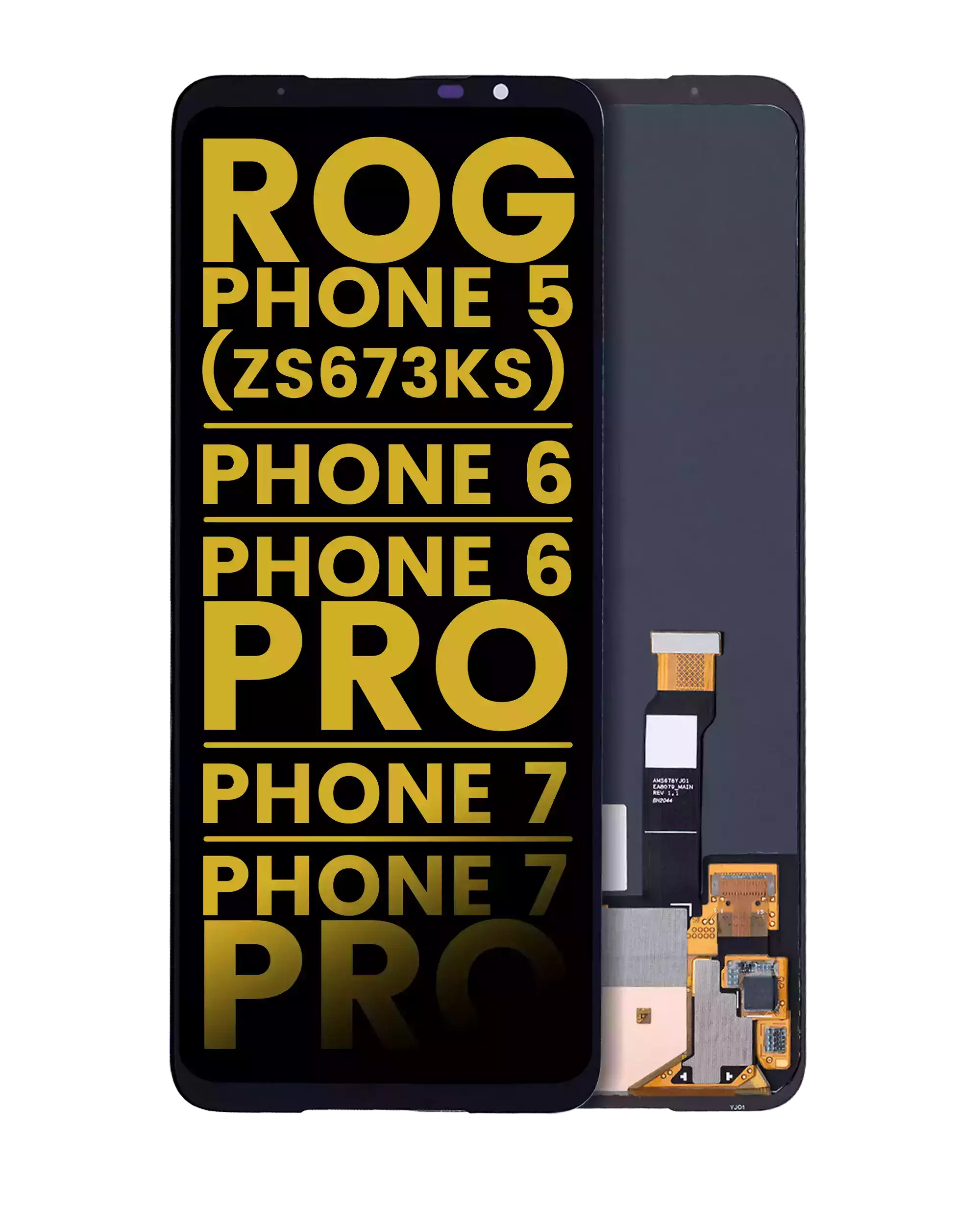 Oled Assembly Without Frame For Asus Rog Phone 5/6/6 Pro/7/7 Pro (Refurbished) - Compatible With All Colors