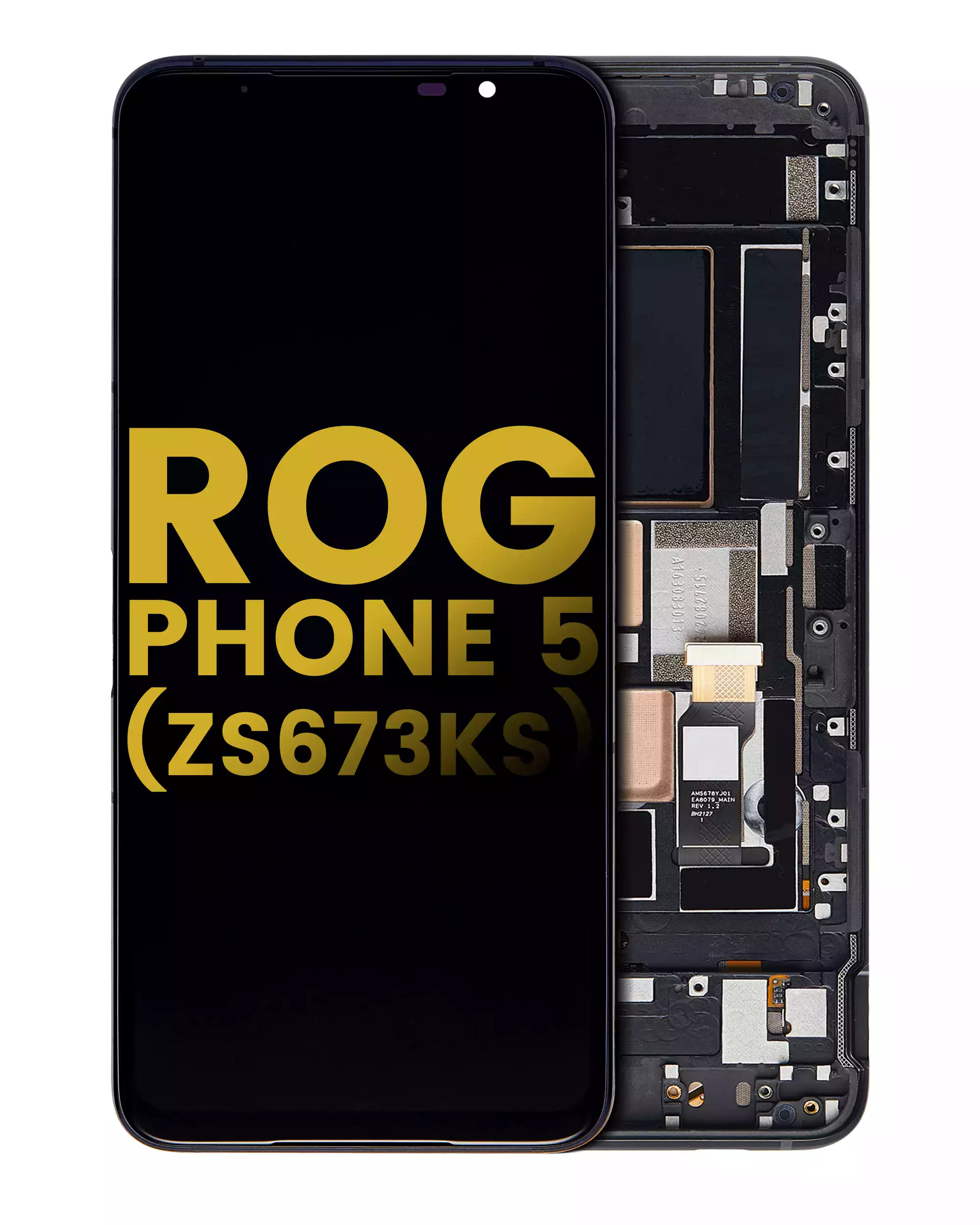 Oled Assembly With Frame Compatible For Asus Rog Phone 5 (Zs673Ks) (Refurbished) (Phantom Black)