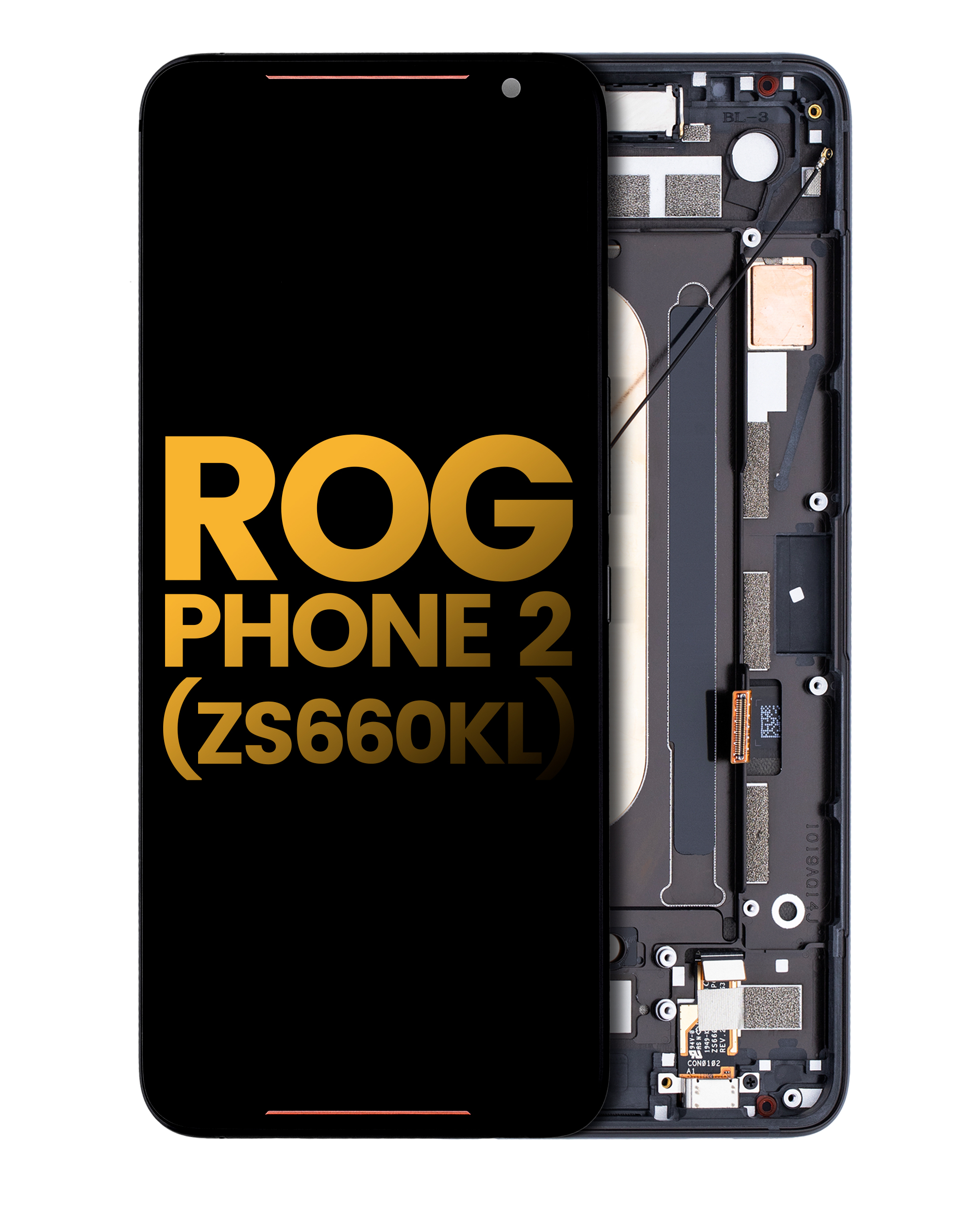 Oled Assembly With Frame Compatible For Asus Rog Phone 2 (Zs660Kl) (Refurbished) (Matte Black)