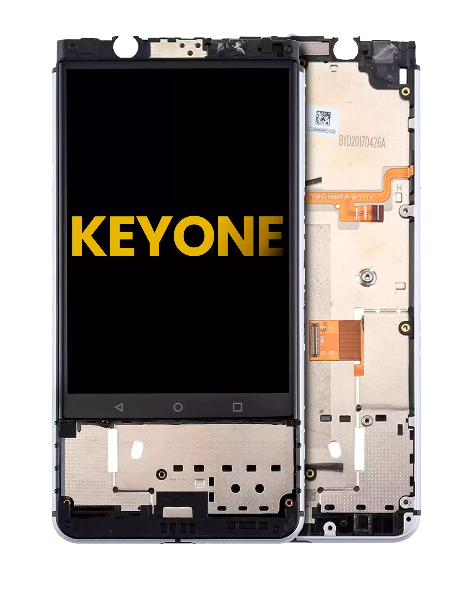 Lcd Assembly With Frame Compatible For Blackberry Keyone (Refurbished) (Silver)