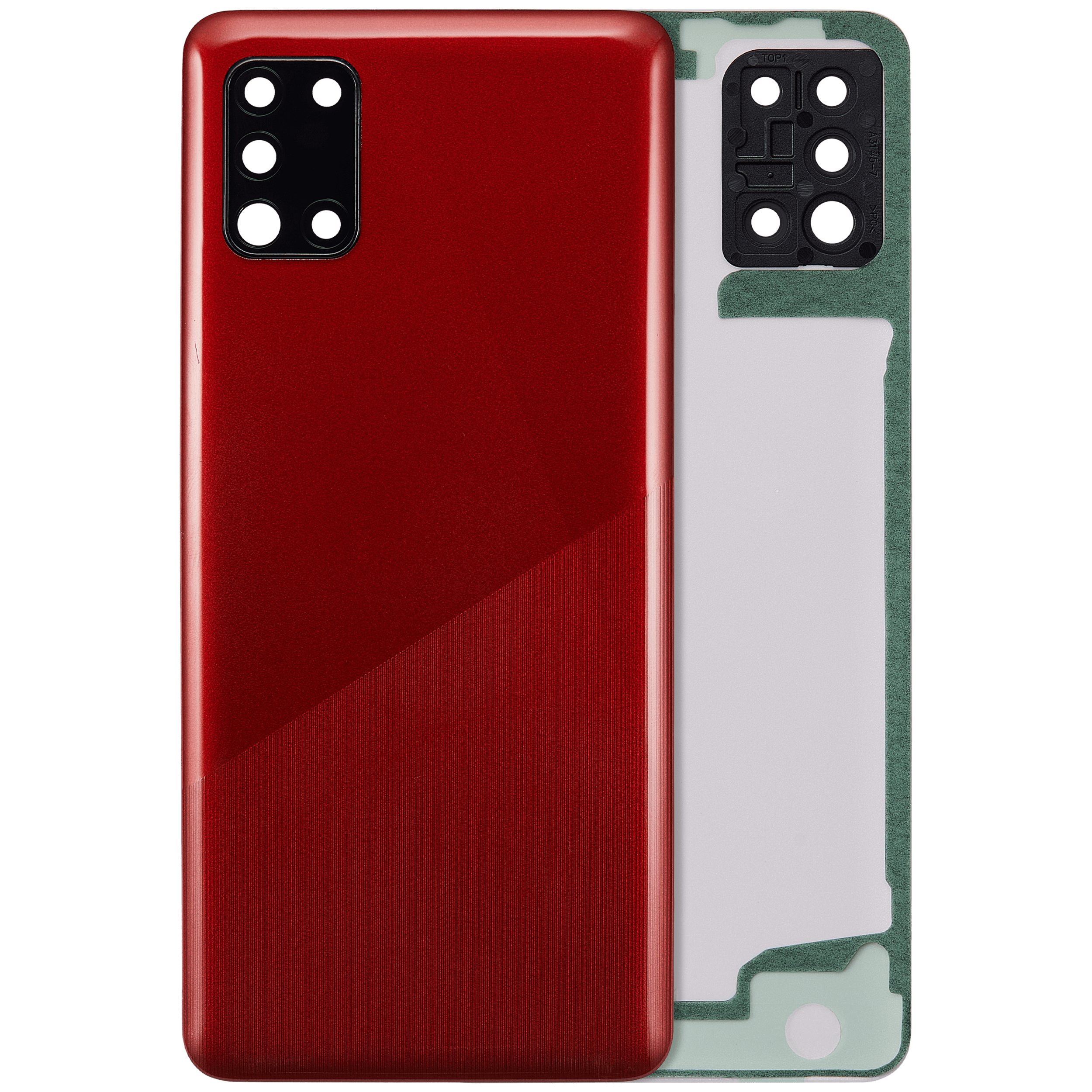 Back Cover Glass With Camera Lens Compatible For Samsung Galaxy A31 (A315 / 2020) (Aftermarket Plus) (Prism Crush Red)