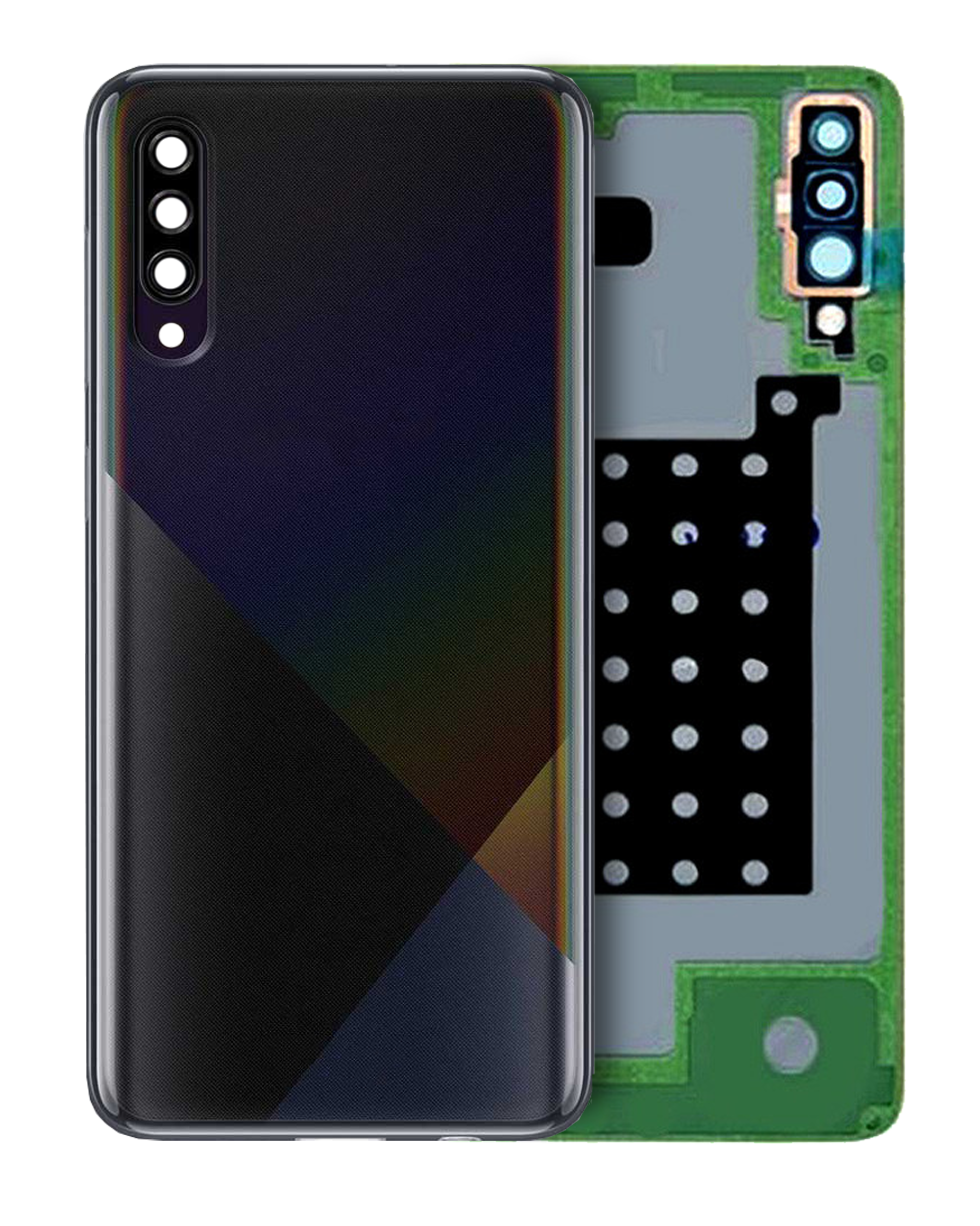 Back Cover Glass With Camera Lens Compatible For Samsung Galaxy A30S (A307 / 2019) (Service Pack) (Black)