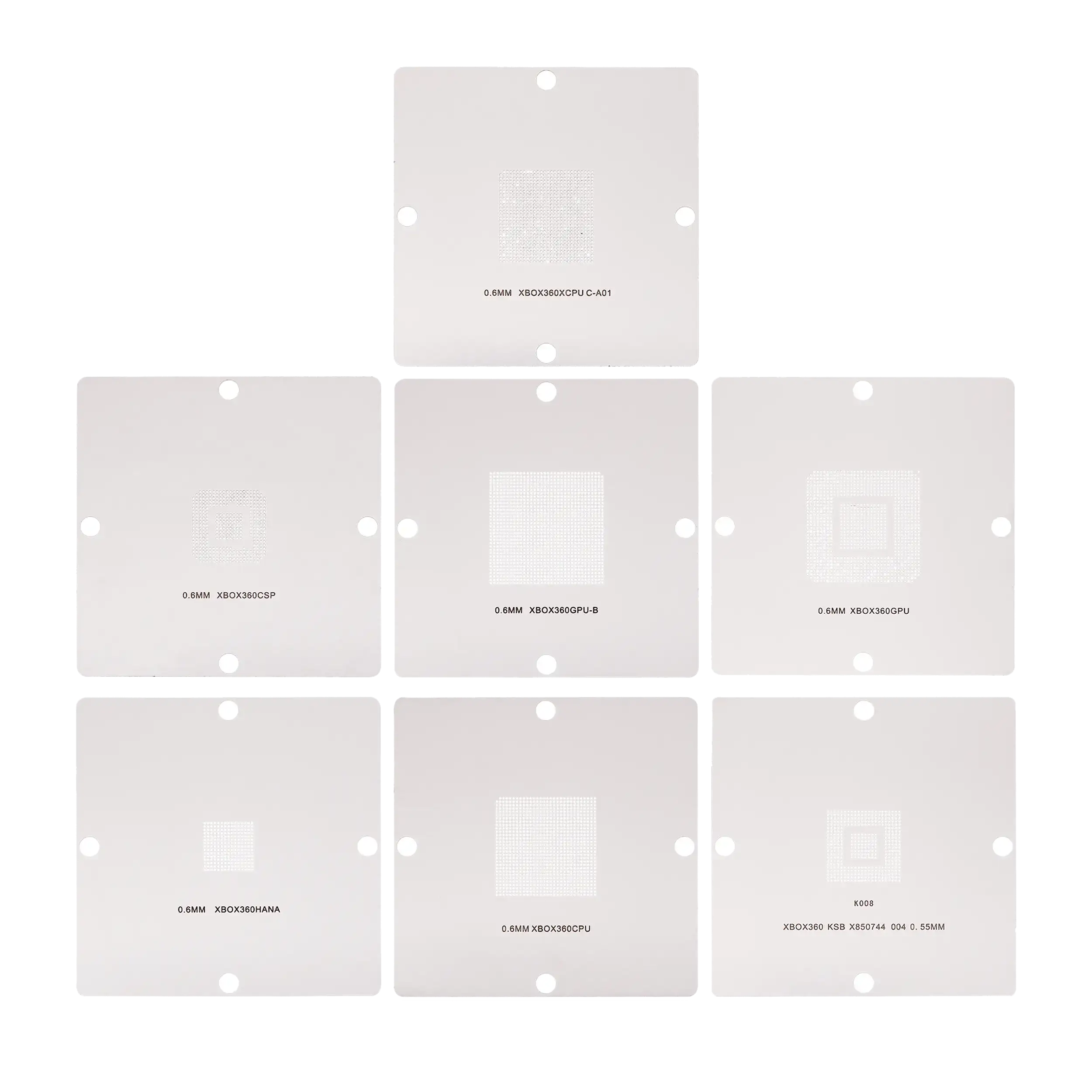 Bga Reballing Stencils Compatible For Xbox 360 (7 Piece Set)