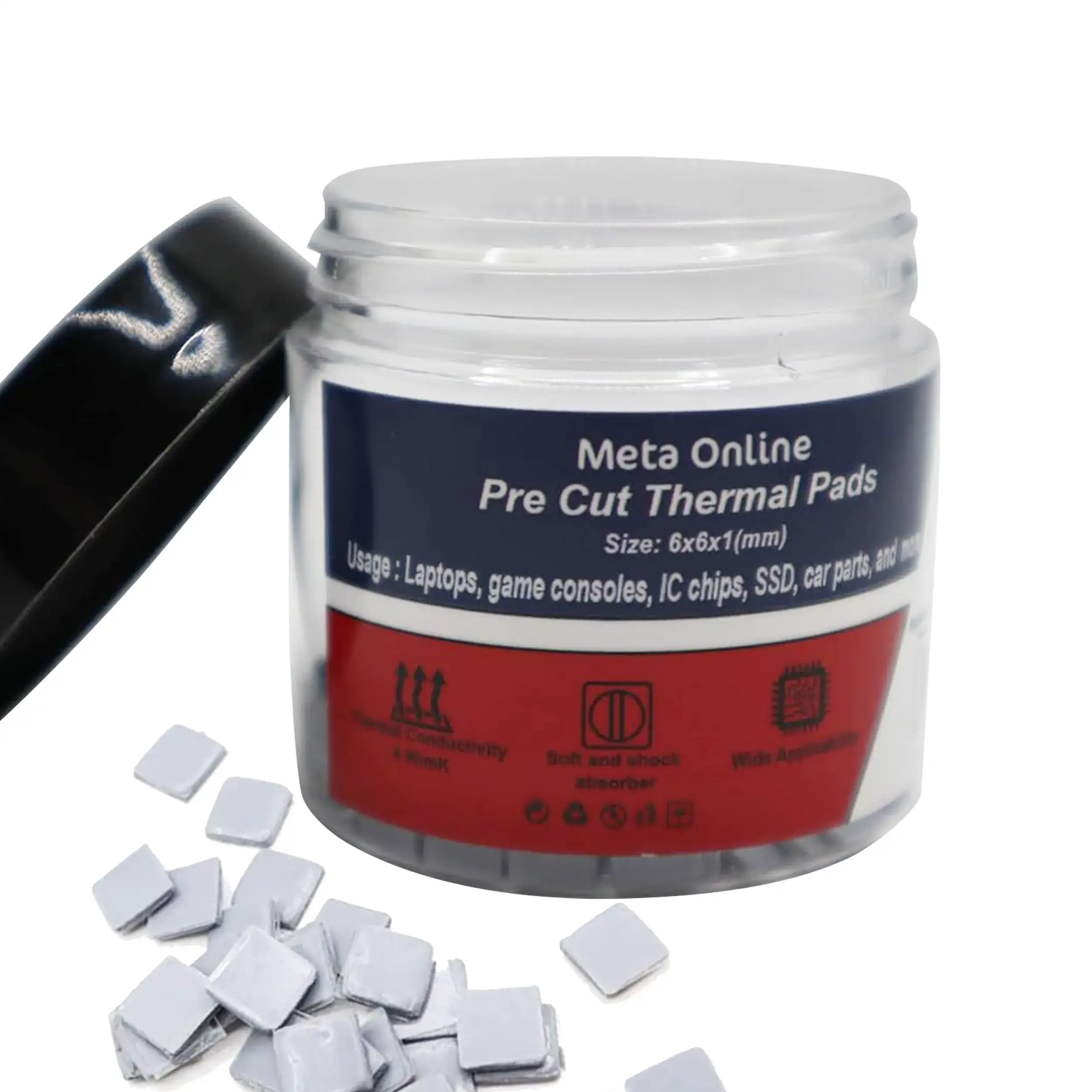 Pre Cut Thermal Pads Mosfet Coil (6  X 6 X 1 Mm) (100 Pack) (Meta Online)