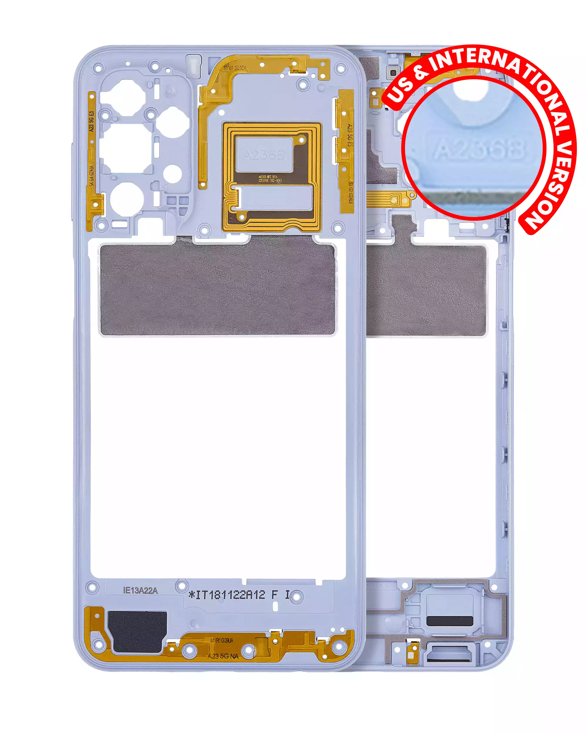 Mid-Frame Housing Compatible For Samsung Galaxy A23 5G (A236U / A236B / 2022) (Us & International Version)(Blue)