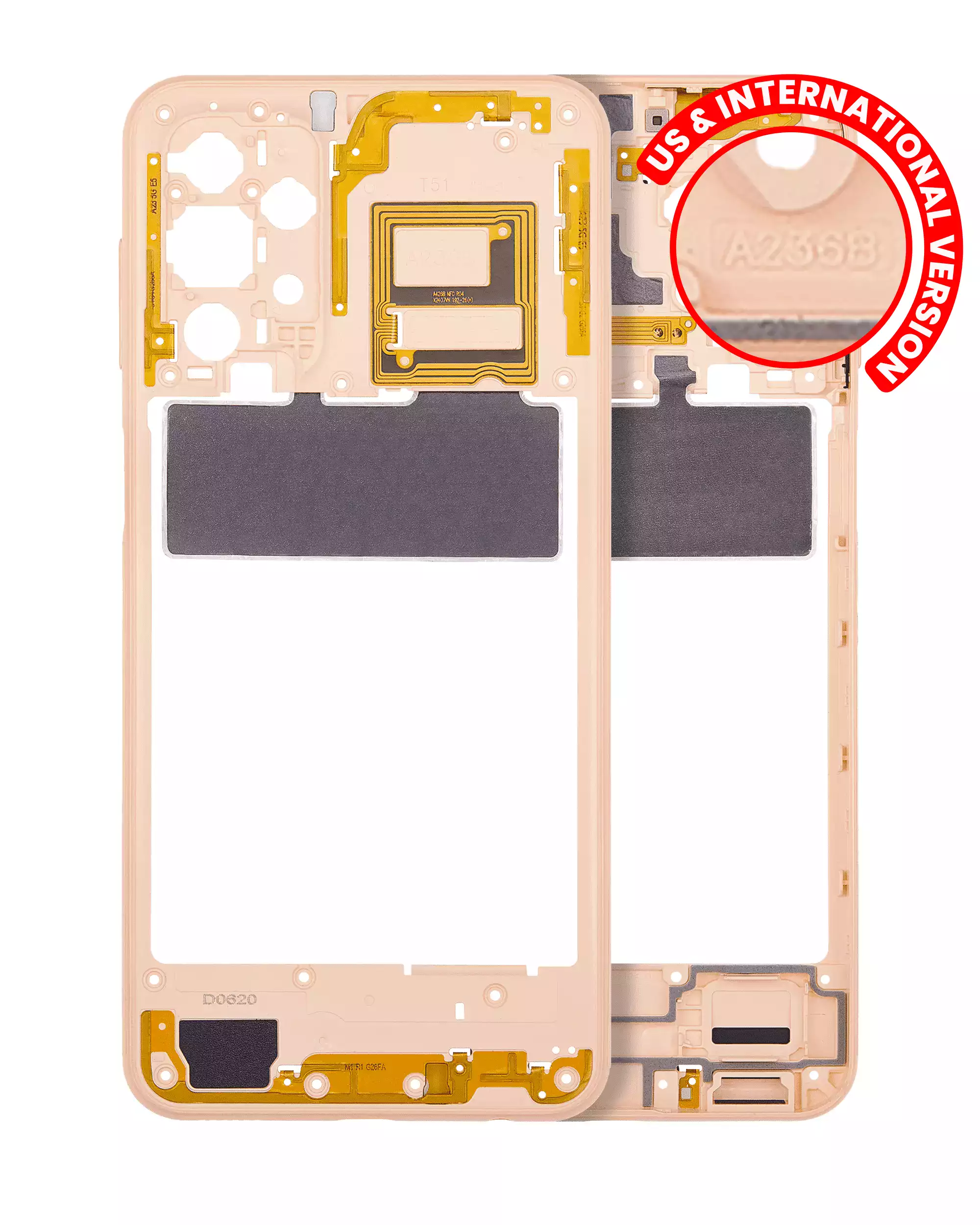 Mid-Frame Housing Compatible For Samsung Galaxy A23 5G (A236U / A236B / 2022) (Us & International Version) (Peach)