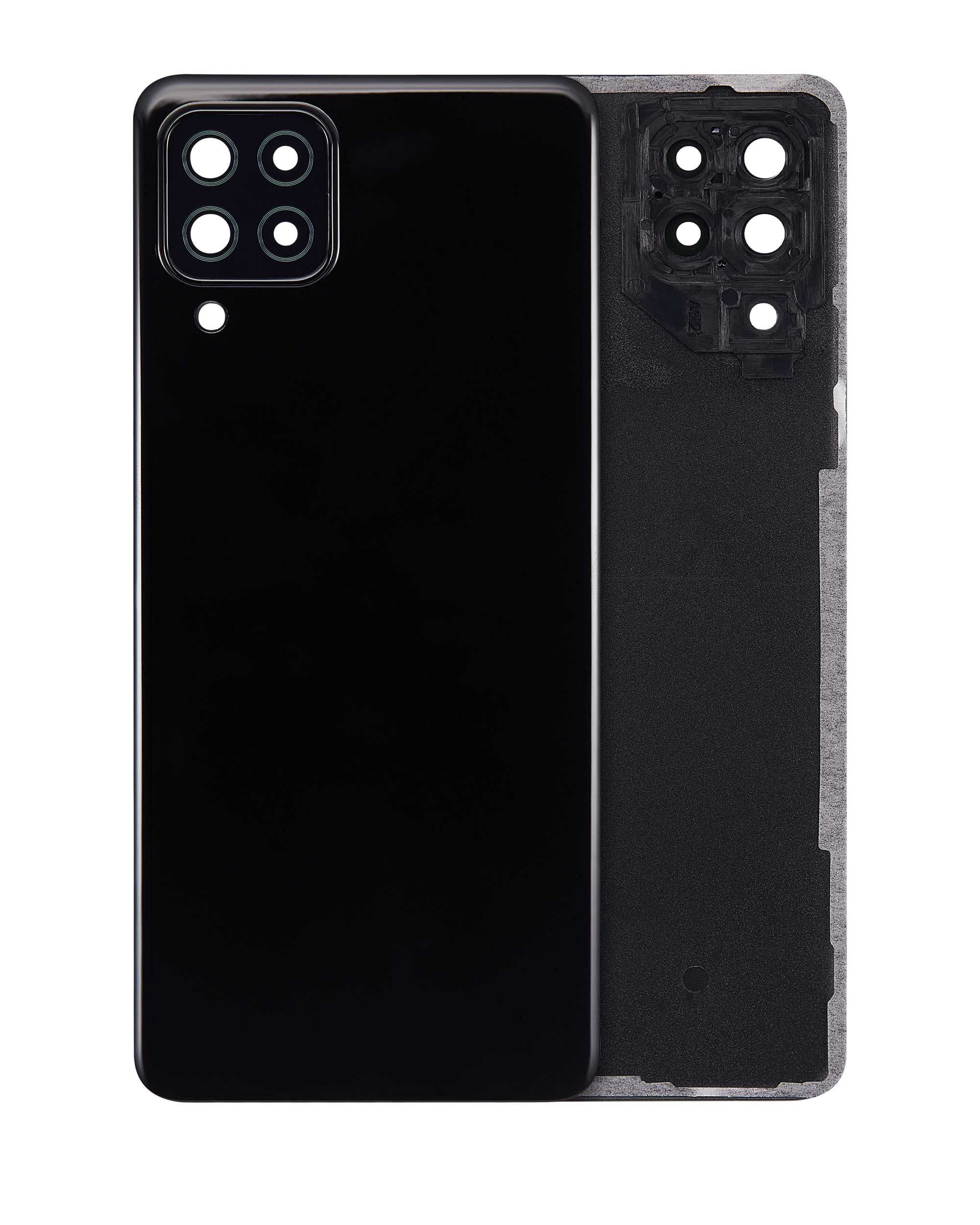 Back Cover Glass With Camera Lens Compatible For Samsung Galaxy A22 4G (A225 / 2021) (Aftermarket Plus) (Black)