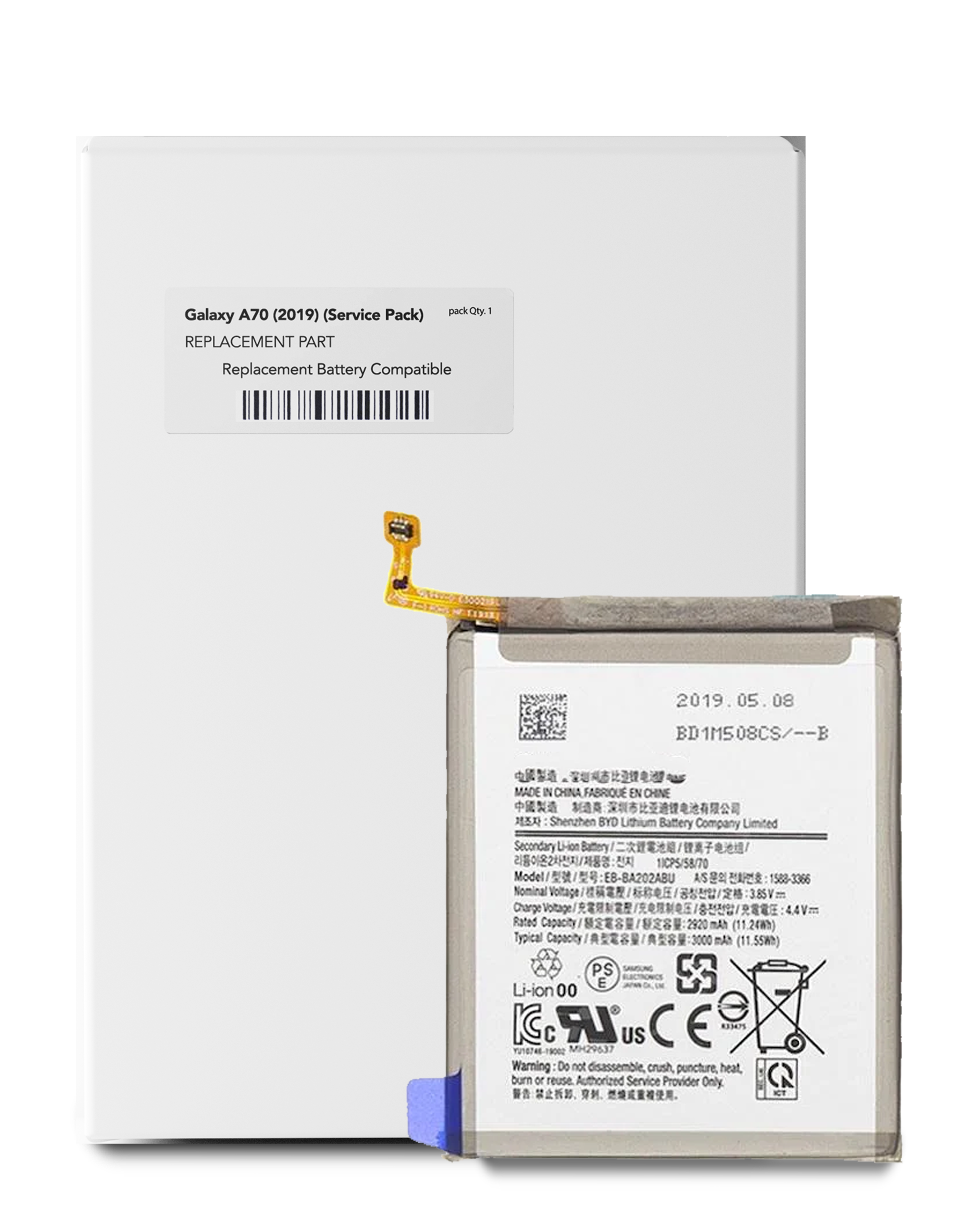 Replacement Battery Compatible For Samsung Galaxy A20E (A202 / 2019) (Eb-Ba202Abu) (Service Pack)