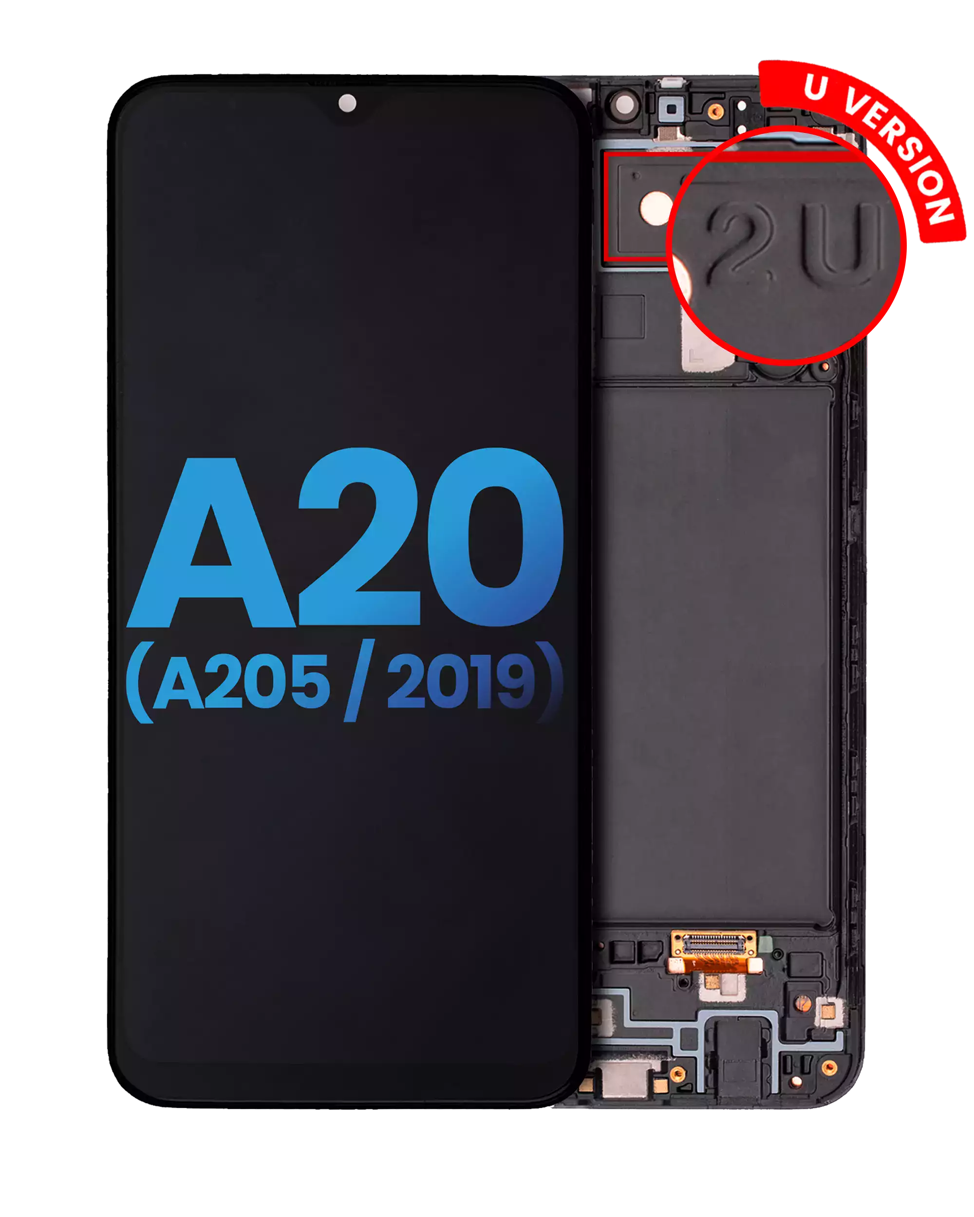 Lcd Assembly With Frame Compatible For Samsung Galaxy A20 (A205 / 2019) (U Version) (Aftermarket: Incell) (All Colors)
