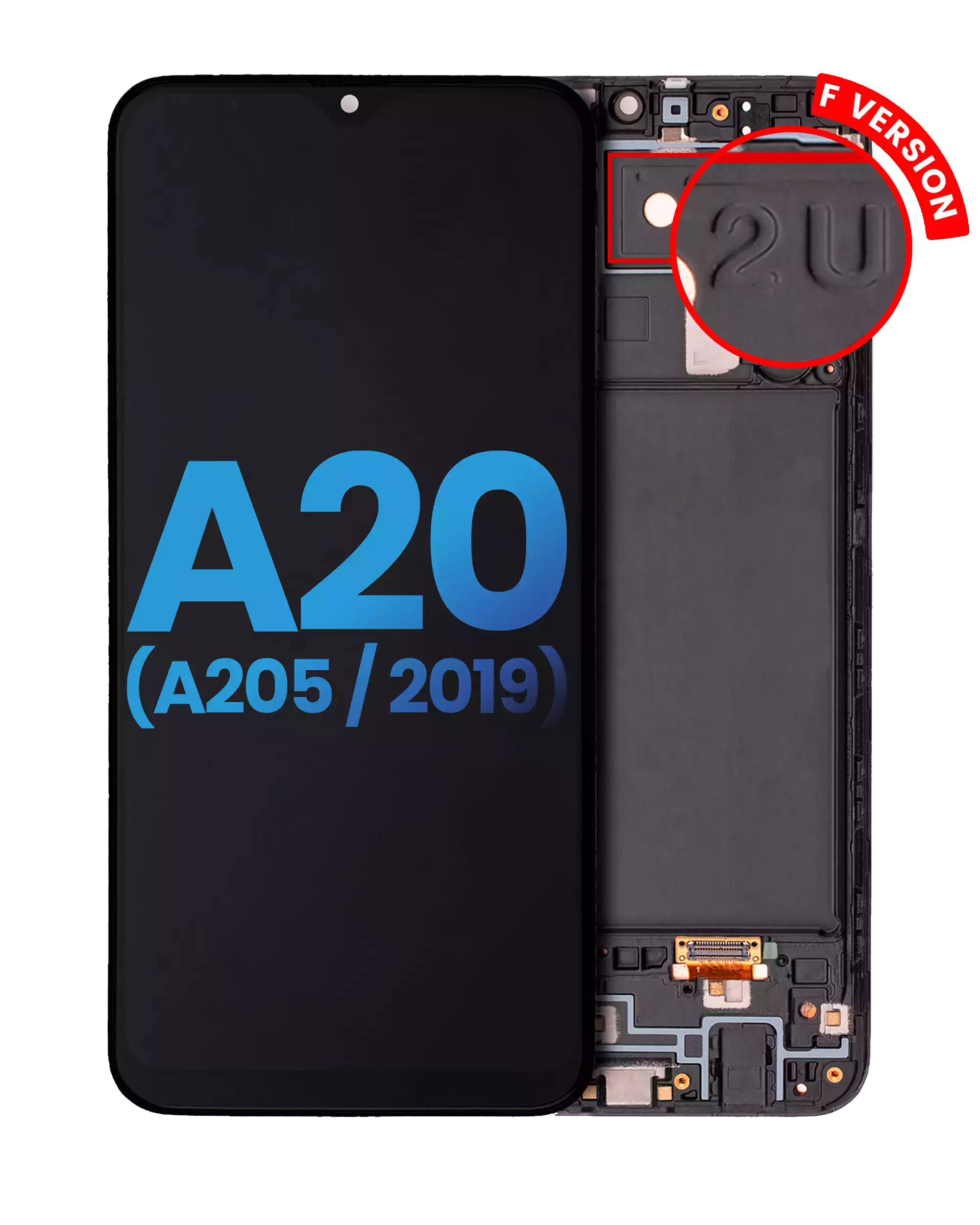 Lcd Assembly With Frame Compatible For Samsung Galaxy A20 (A205 / 2019) (F Version) (Aftermarket: Incell) (All Colors)