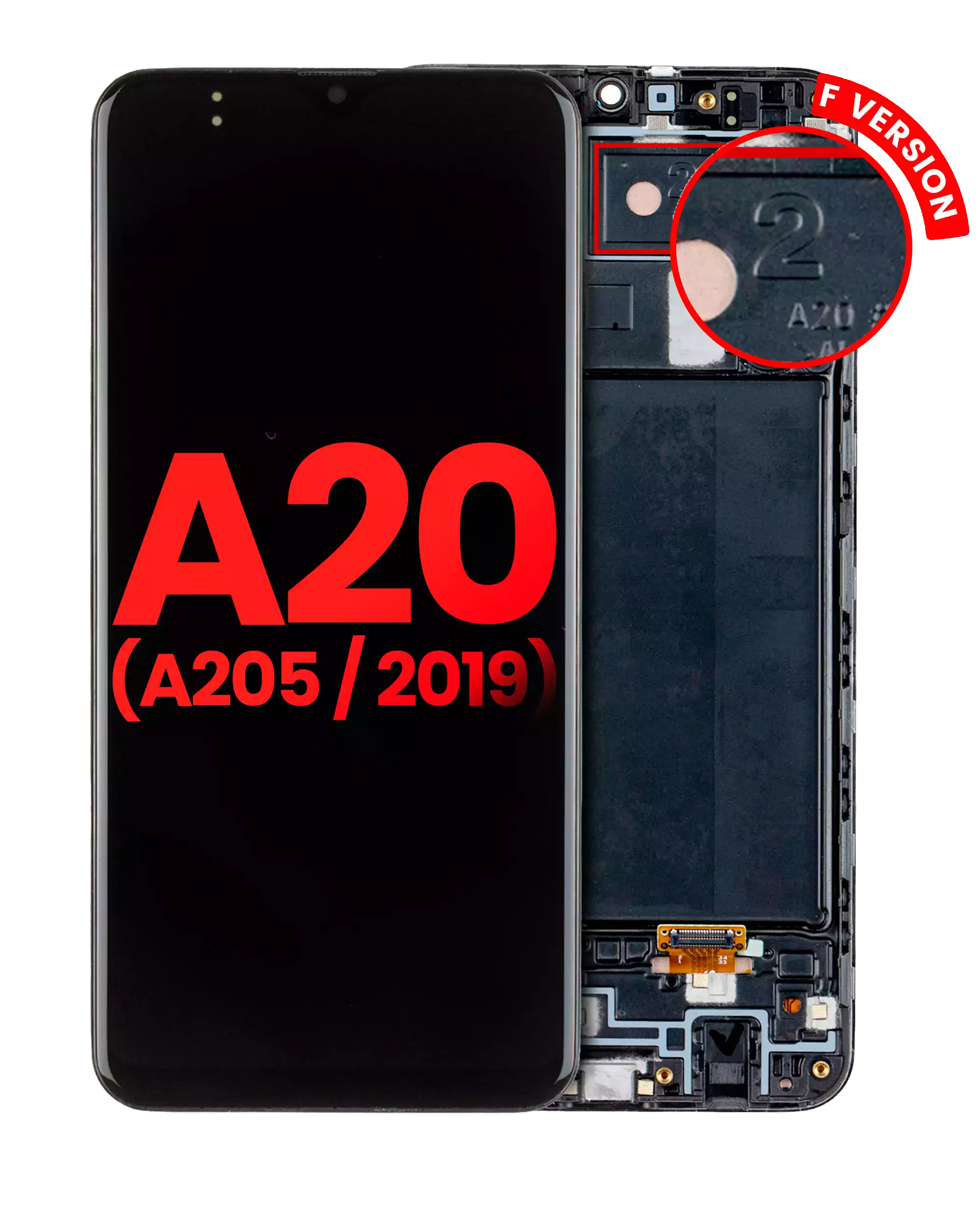 Oled Assembly With Frame Compatible For Samsung Galaxy A20 (A205 / 2019) (F Version) (Aftermarket Plus) (All Colors)