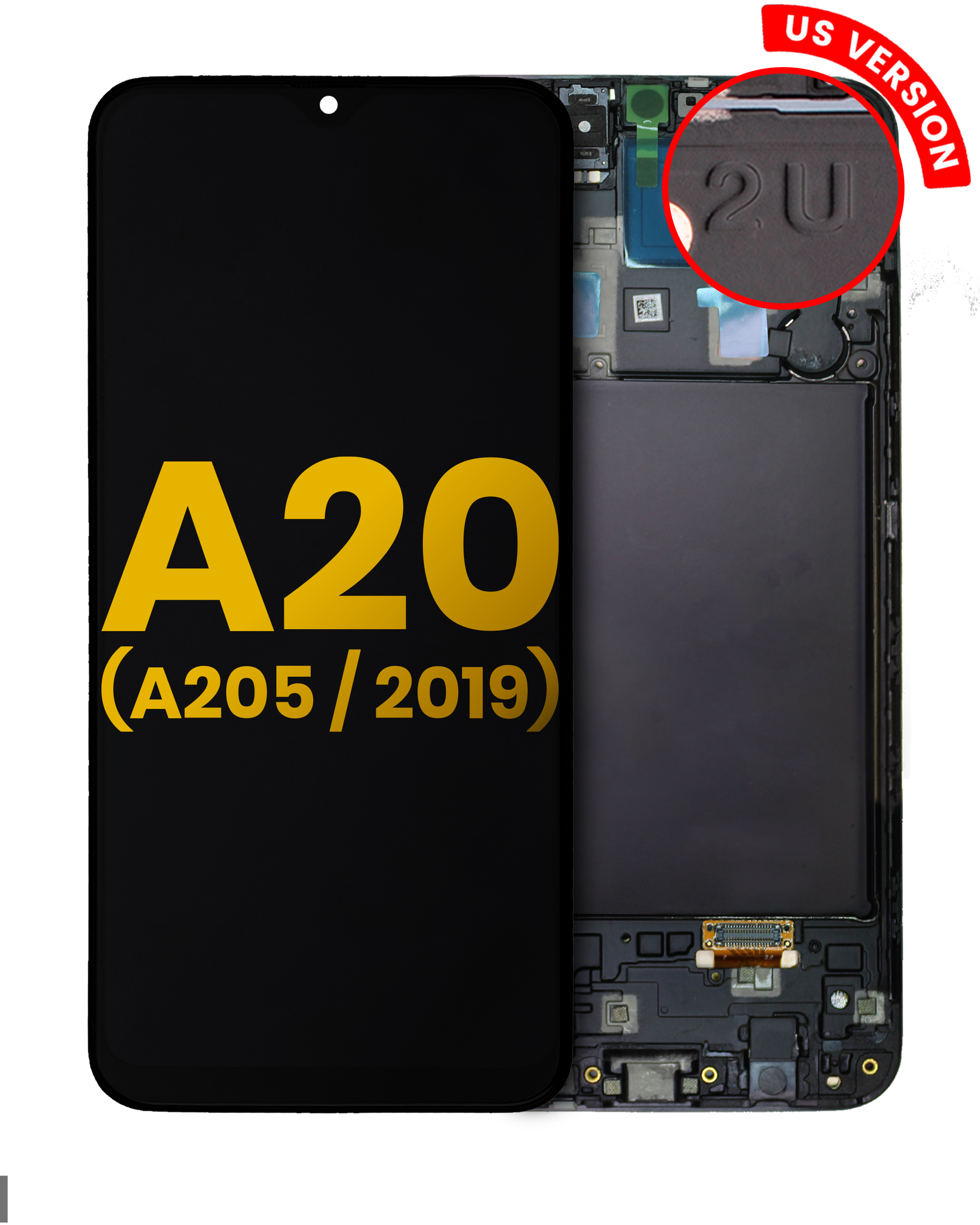 Oled Assembly With Frame Compatible For Samsung Galaxy A20 (A205 / 2019) (U Version) (Refurbished) (All Colors)