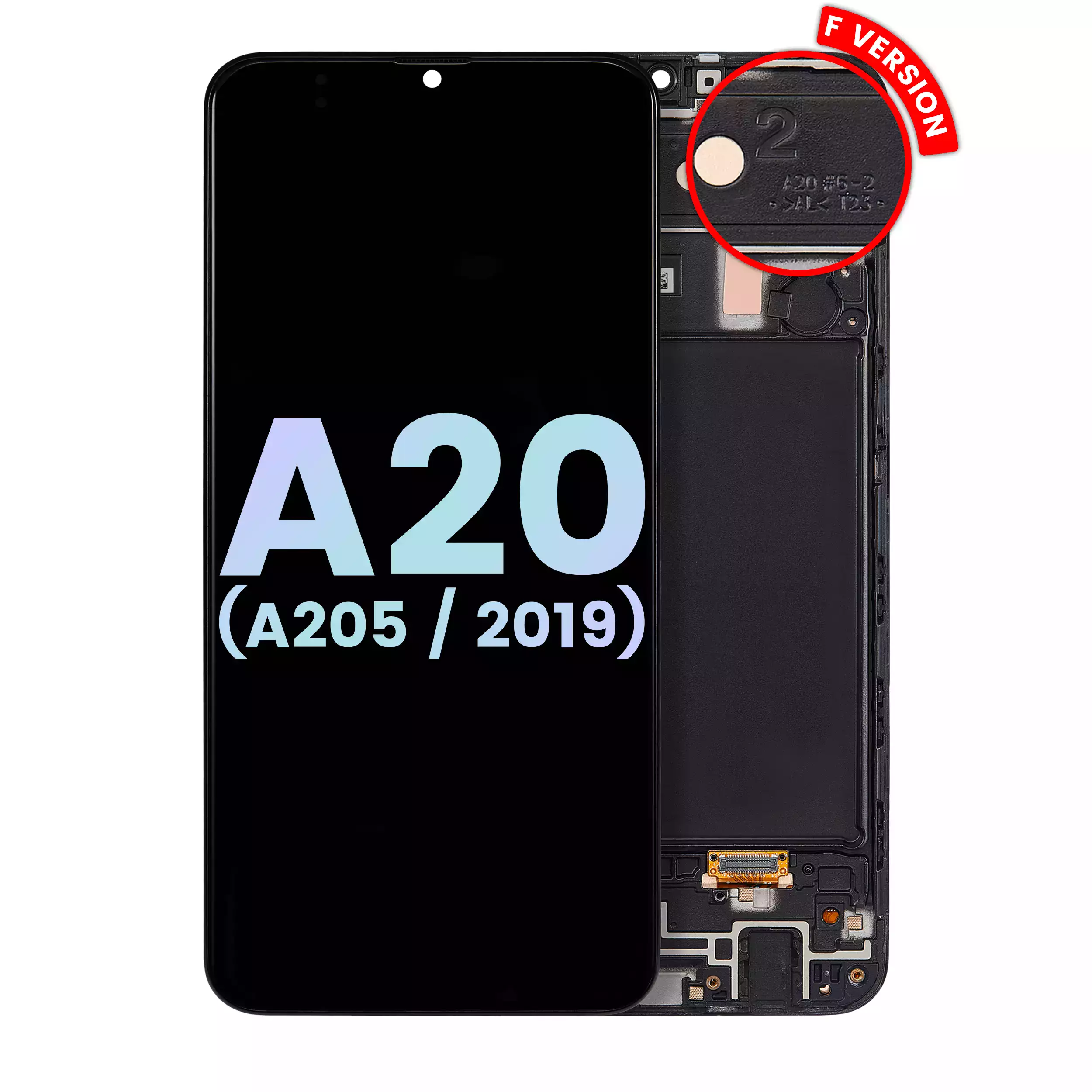 Oled Assembly With Frame Compatible For Samsung Galaxy A20 (A205 / 2019) (F Version) (Service Pack)  (All Colors)