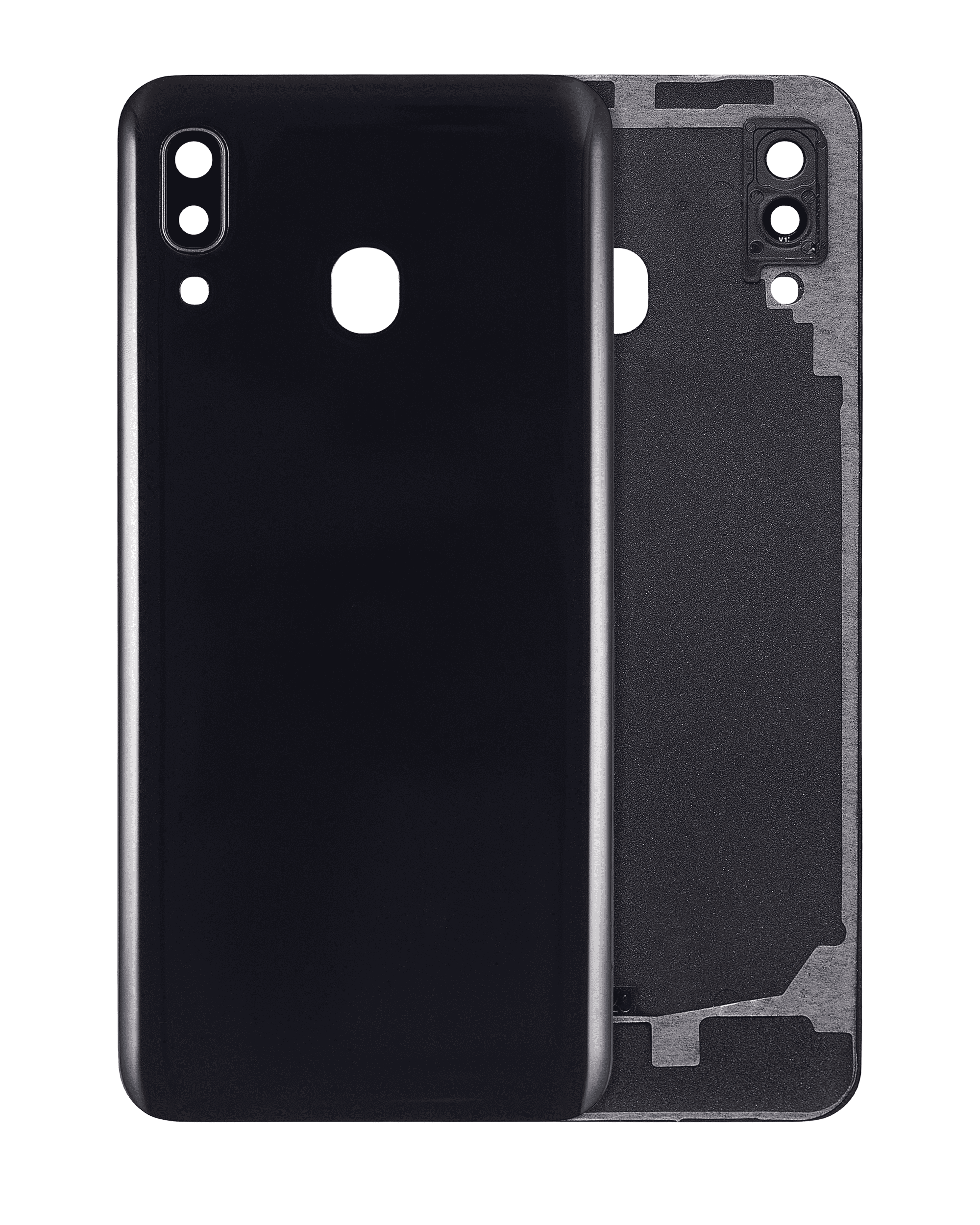 Back Cover Glass With Camera Lens Compatible For Samsung Galaxy A20 (A205 / 2019) (Aftermarket Plus) (Black)