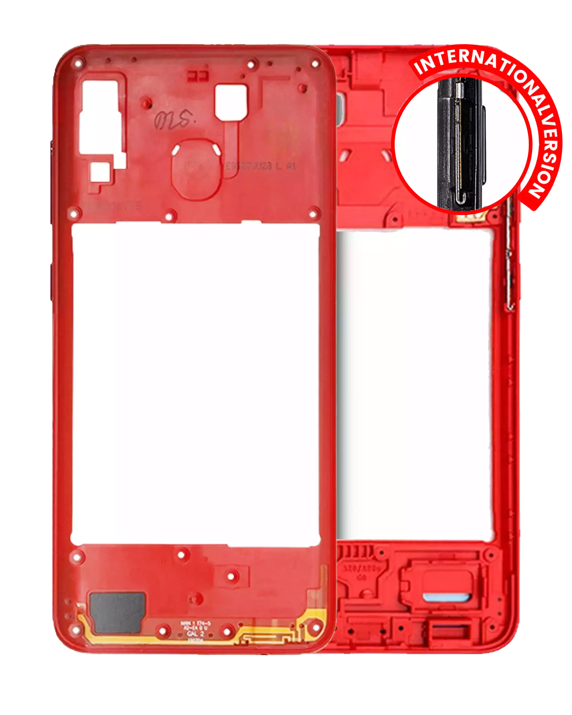 Mid-Frame Housing Compatible For Samsung Galaxy A20 (A205 / 2019) (International Version) (Red)