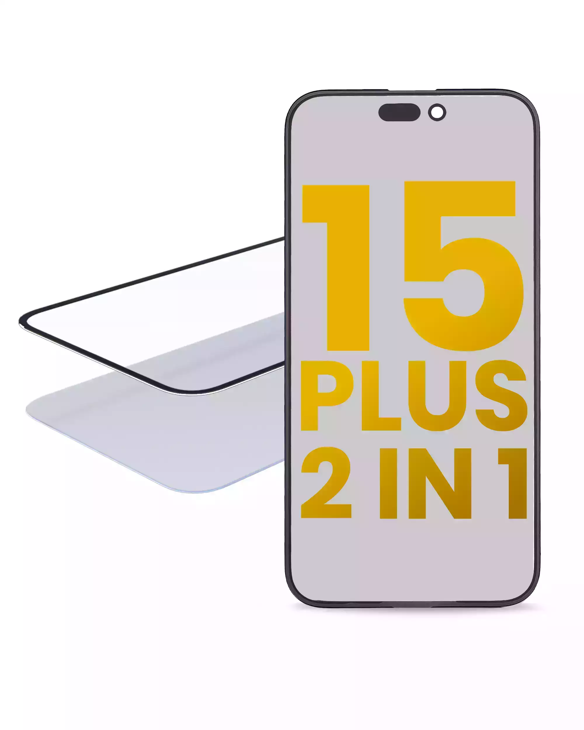 2 In 1 (Glass + Oca Pre-Installed) Compatible For Iphone 15 Plus (Oca Master) (2 Pack)