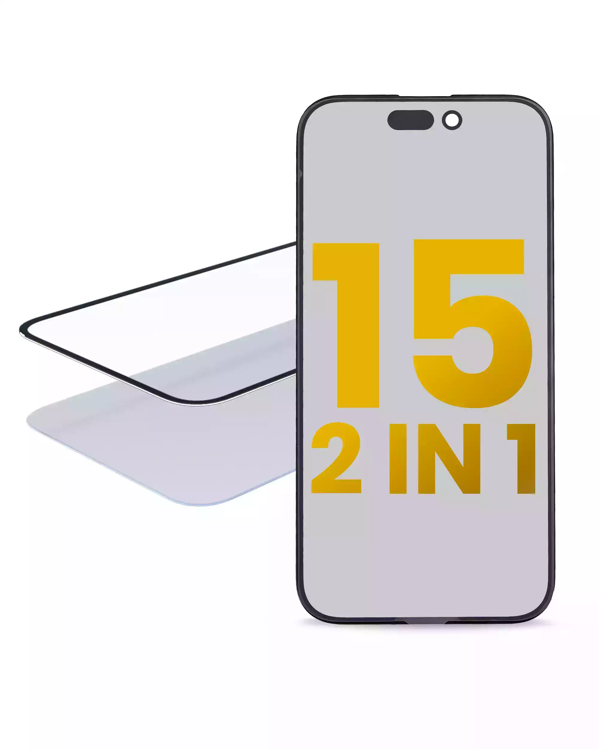 2 In 1 (Glass + Oca Pre-Installed) Compatible For Iphone 15 (Oca Master) (2 Pack)