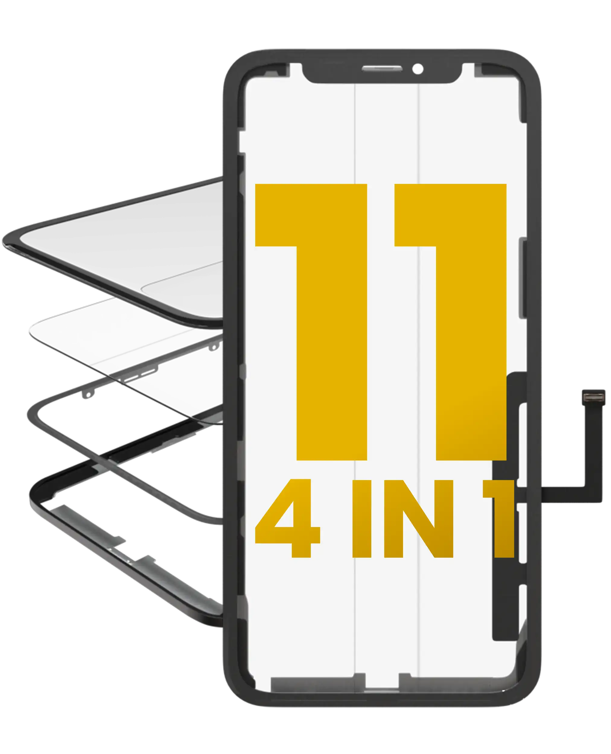 4 In 1 (Glass With Oca Pre-Installed + Frame + Digitizer ) Compatible For Iphone 11 (Oca Master)