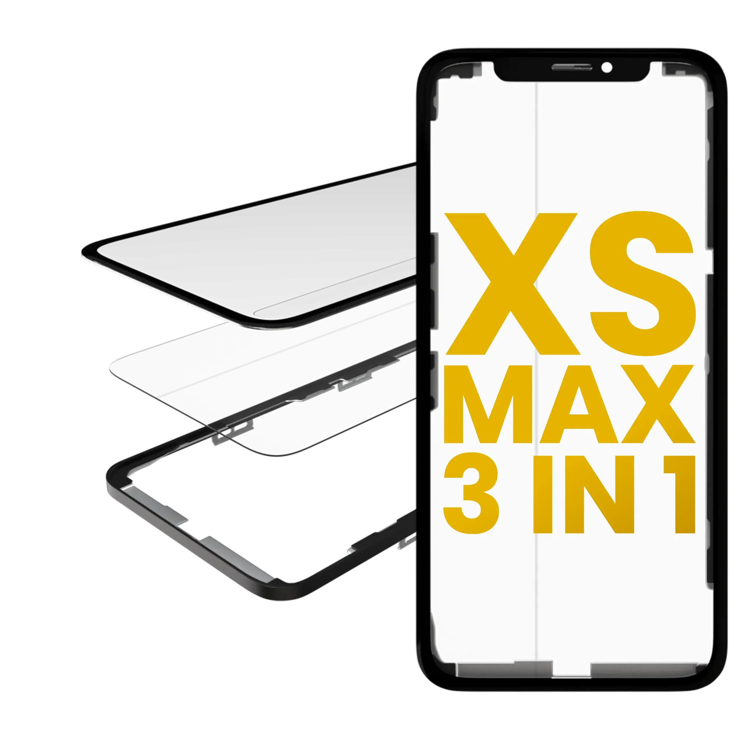 3 In 1  (Glass With Oca Pre-Installed + Frame) Compatible For Iphone Xs Max (Oca Master)