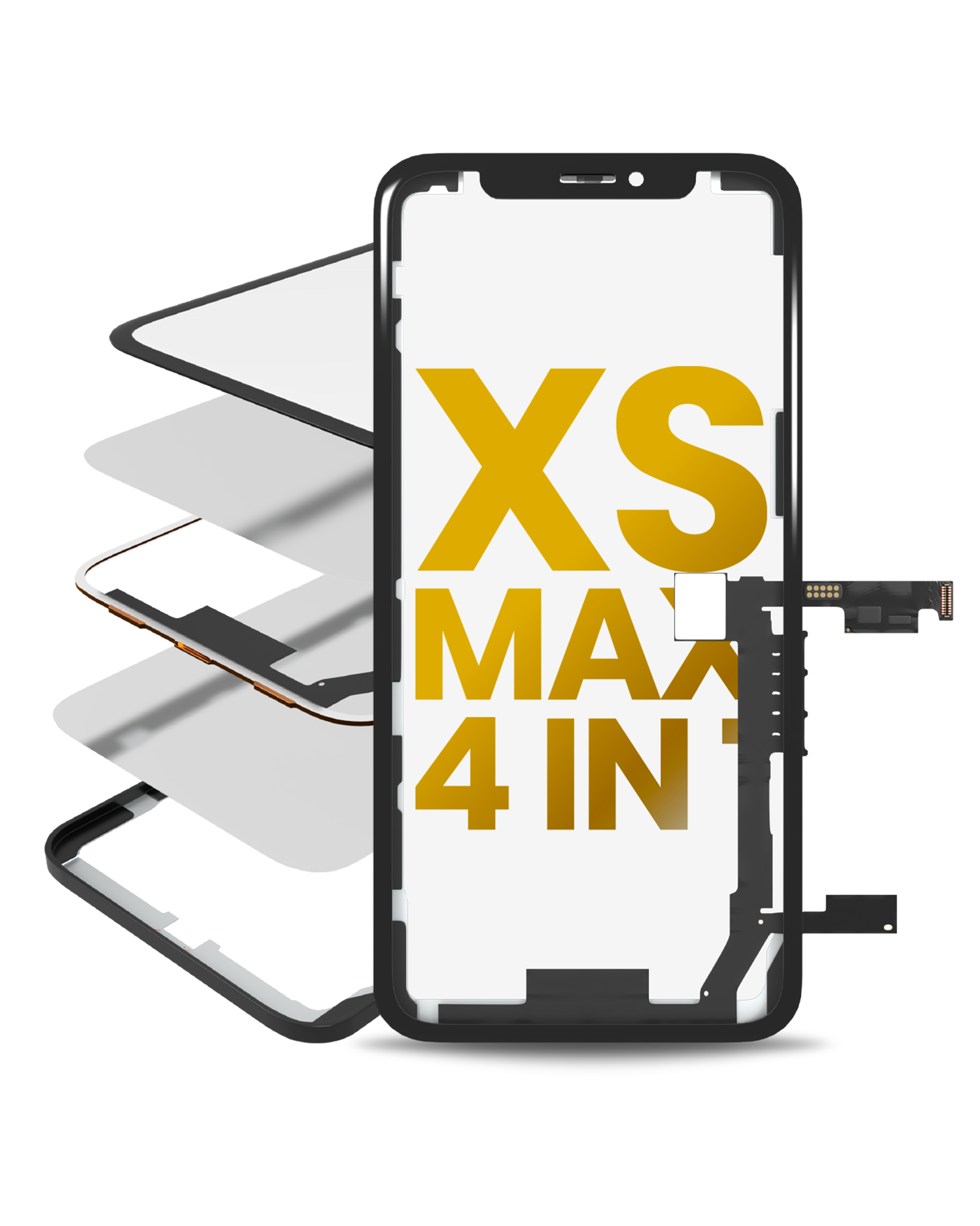 4 In 1 Long Flex (Digitizer Touch With Glass + Oca + Frame Pre-Installed) Compatible For Iphone Xs Max (Oca Master)
