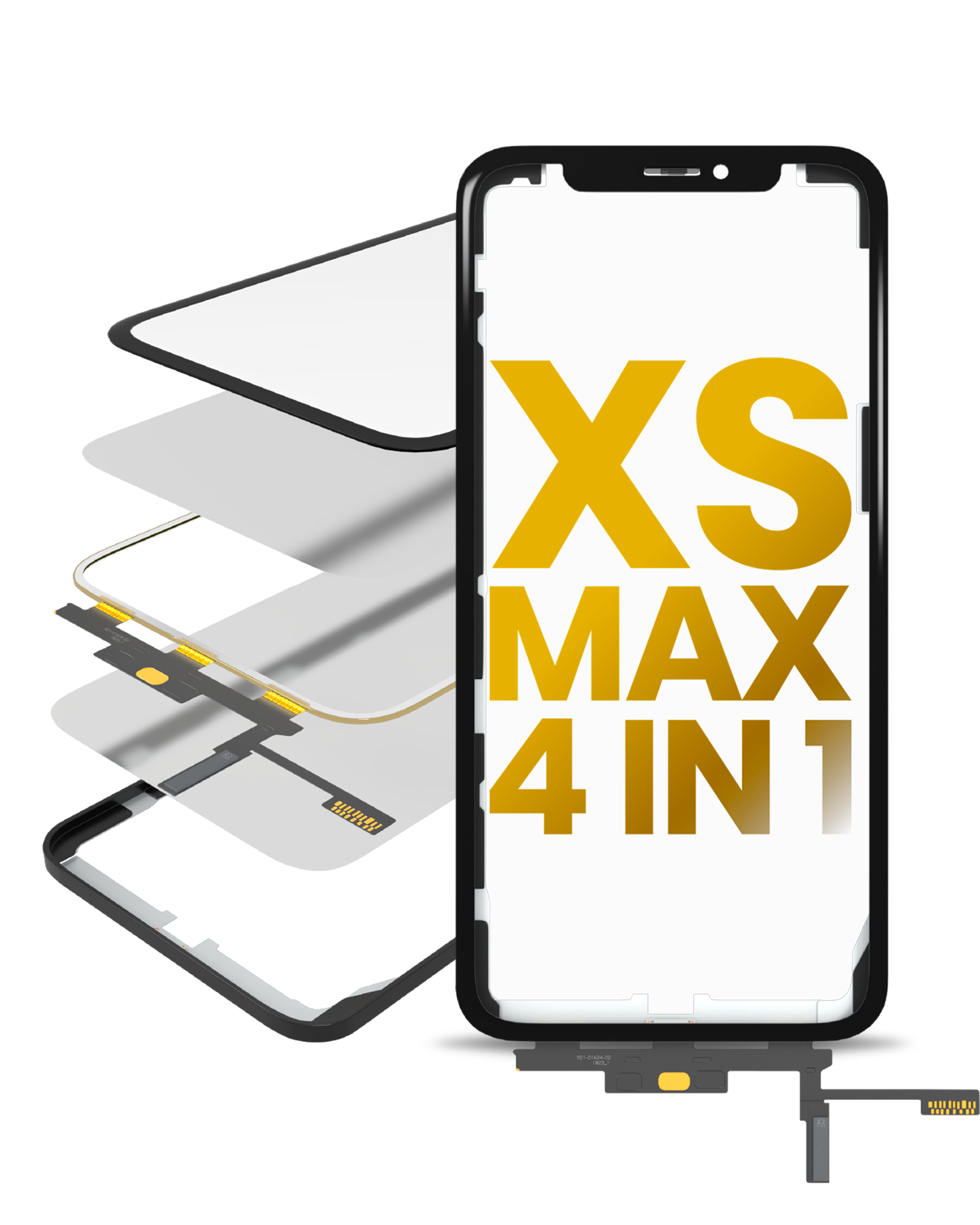 4 In 1 Short  Flex (Digitizer Touch With Glass + Oca + Frame Pre-Installed) Compatible For Iphone Xs Max (Oca Master)