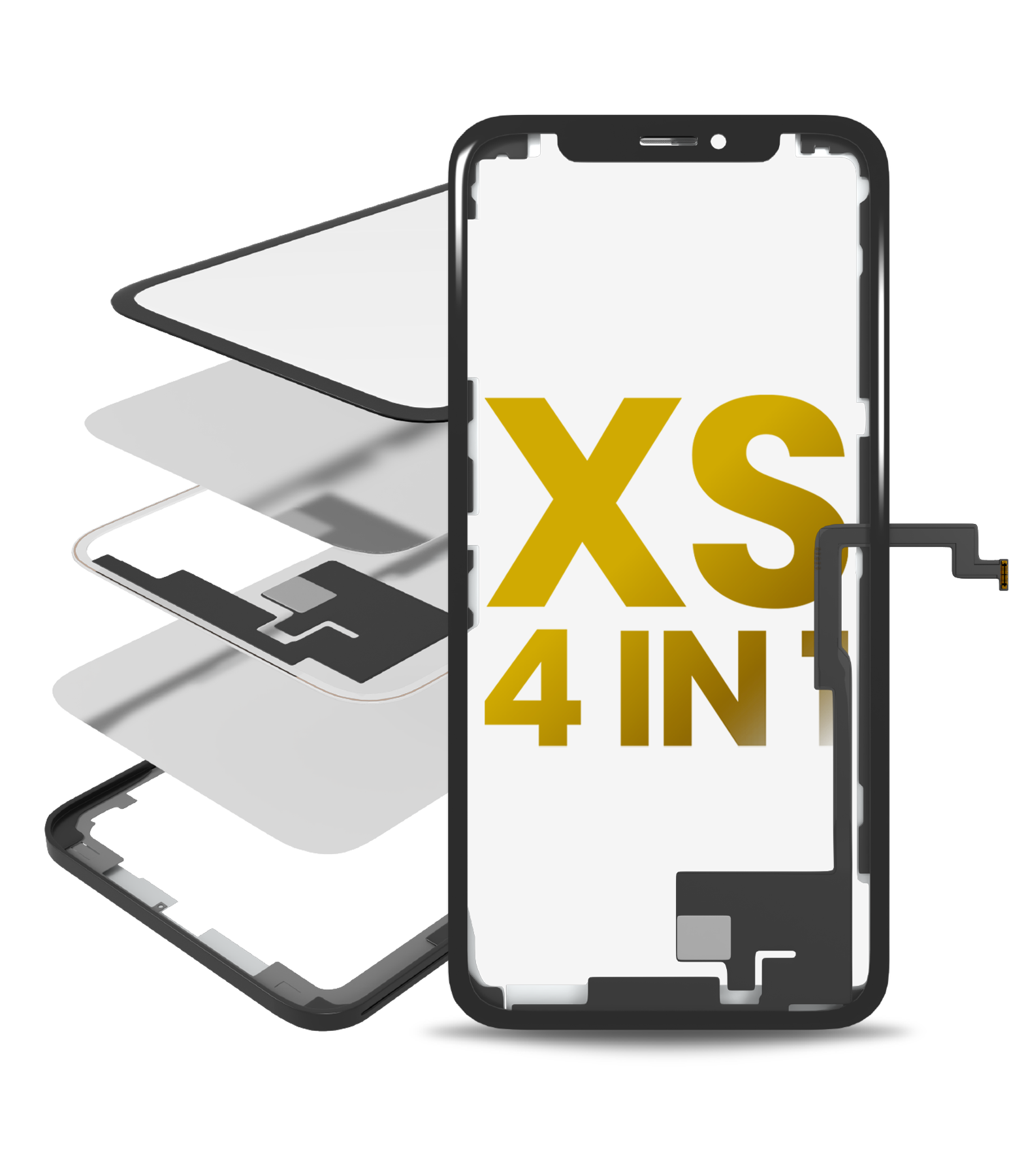 4 In 1 Long Flex (Digitizer Touch With Glass + Oca + Frame Pre-Installed) Compatible For Iphone Xs (Oca Master)