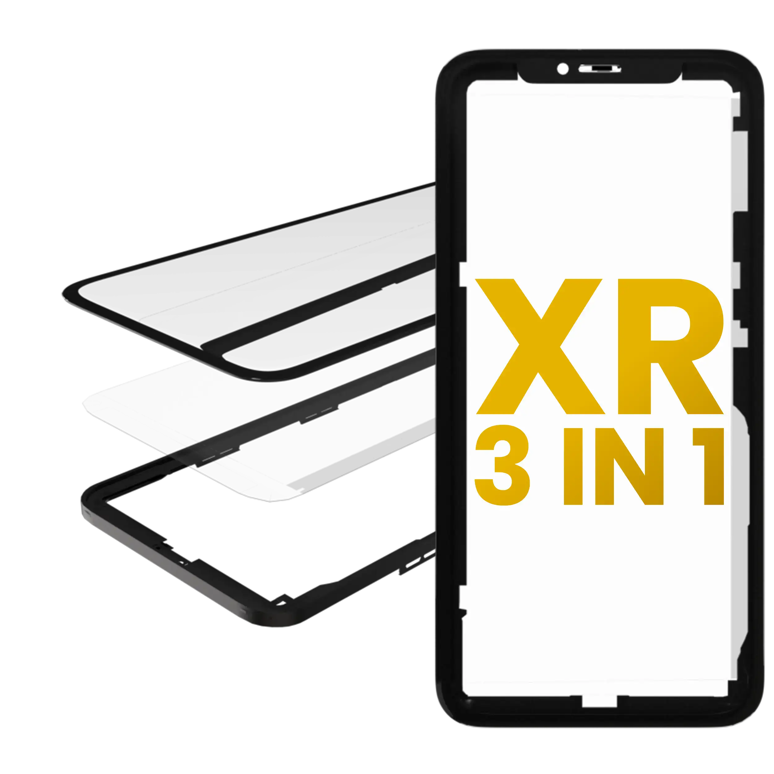 3 In 1 (Glass With Oca Pre-Installed + Frame)  Compatible For Iphone Xr  (Oca Master) (2 Pack)