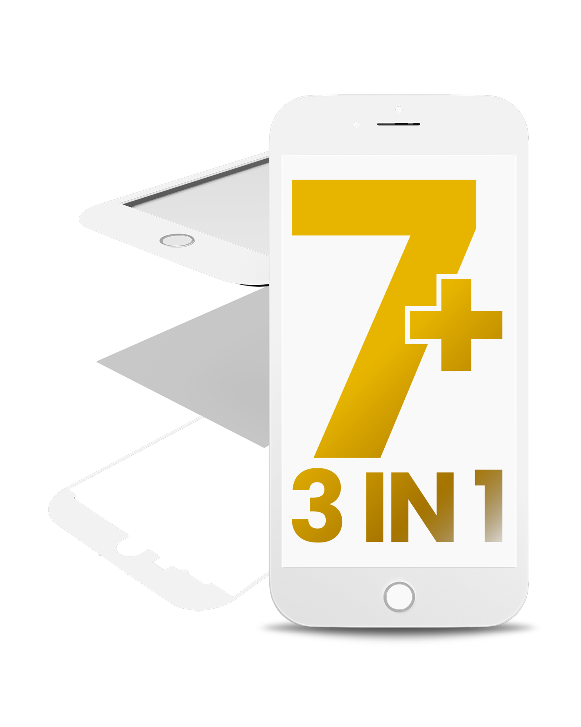 3 In 1 (Glass With Oca Pre-Installed + Frame)  Compatible For Iphone 7 Plus (Oca Master) (2 Pack) (White)