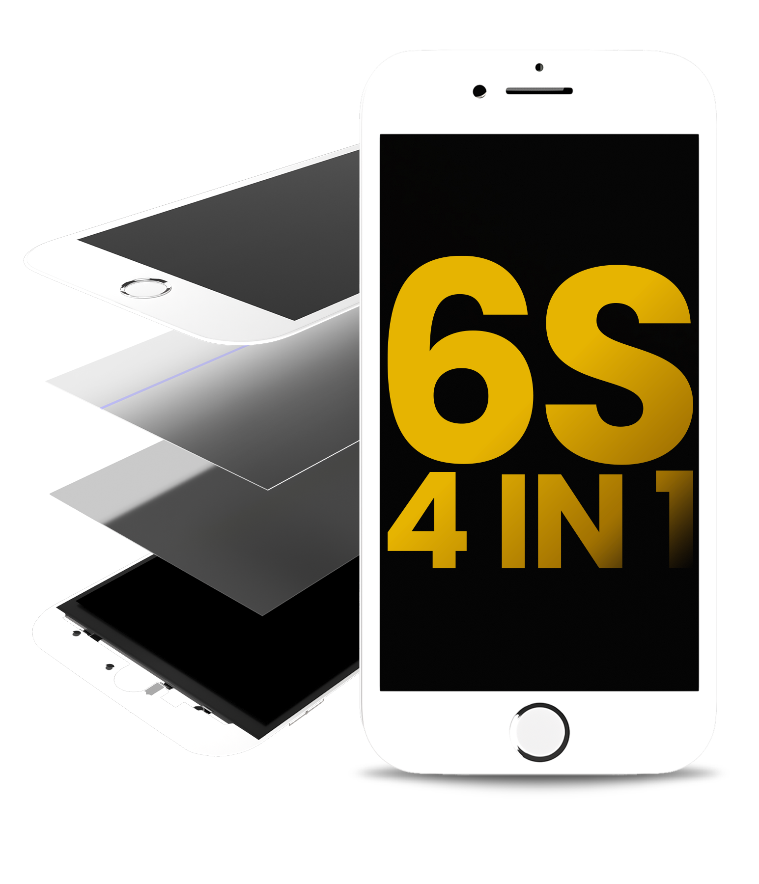 4 In 1 (Front Glass + Frame + Polarizer + Oca Pre-Installed) Compatible For Iphone 6S (2 Pack) (White)