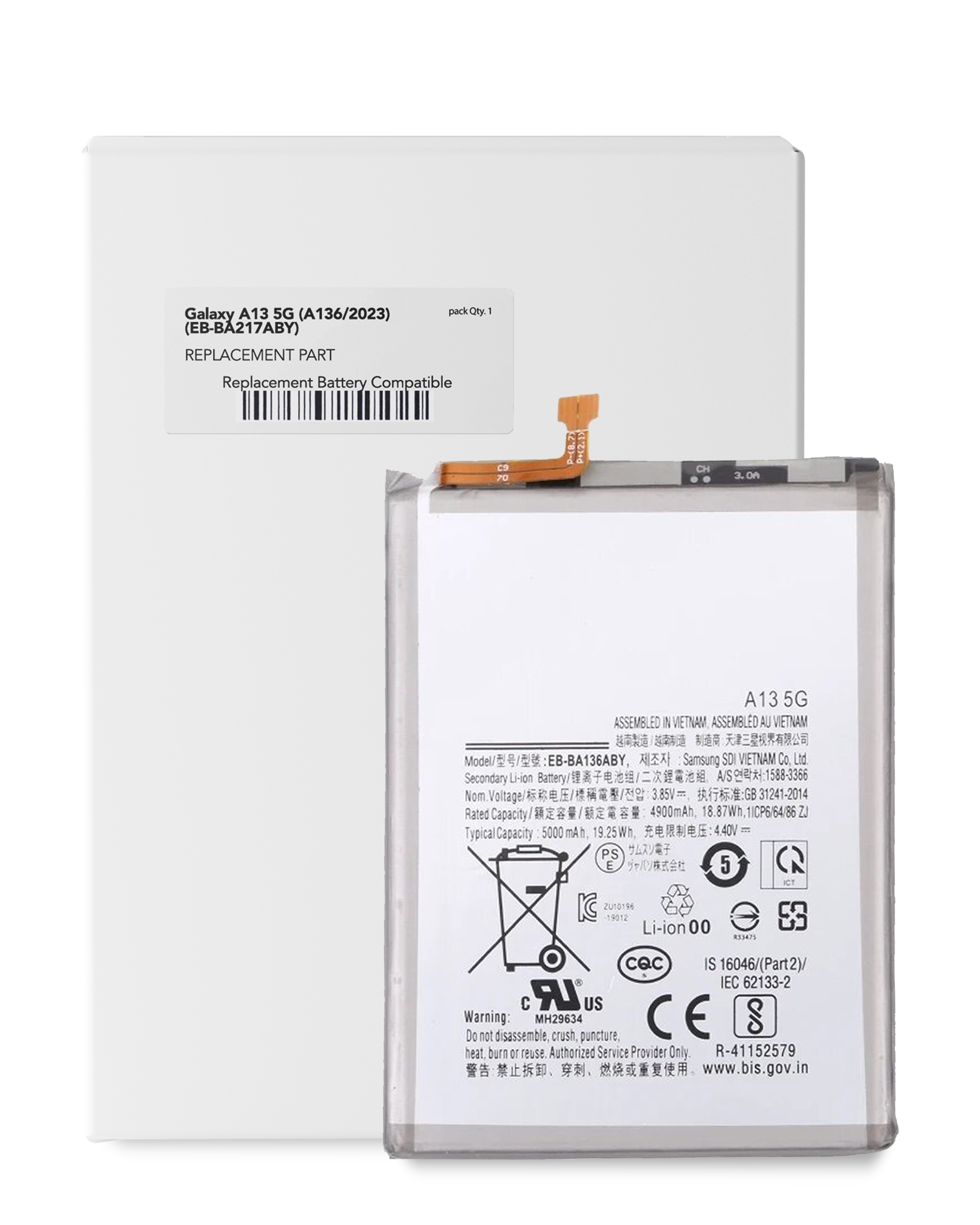 Replacement Battery Compatible For Samsung Galaxy A13 5G (A136/2023) (Eb-Ba217Aby) (Service Pack)