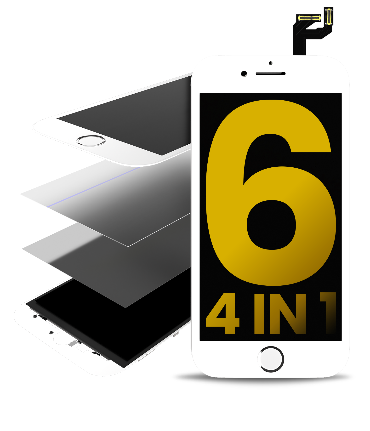 4 In 1 (Front Glass + Polarizer + Frame + Oca Pre-Installed) Compatible For Iphone 6 (2 Pack) (White)